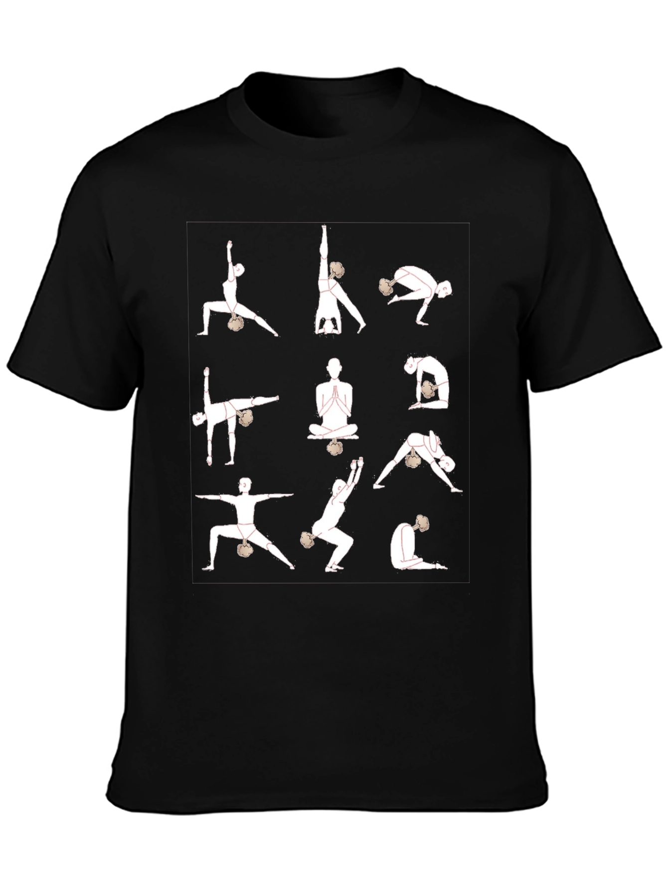 Yoga Pose Graphic T-Shirt - Black Cotton Blend