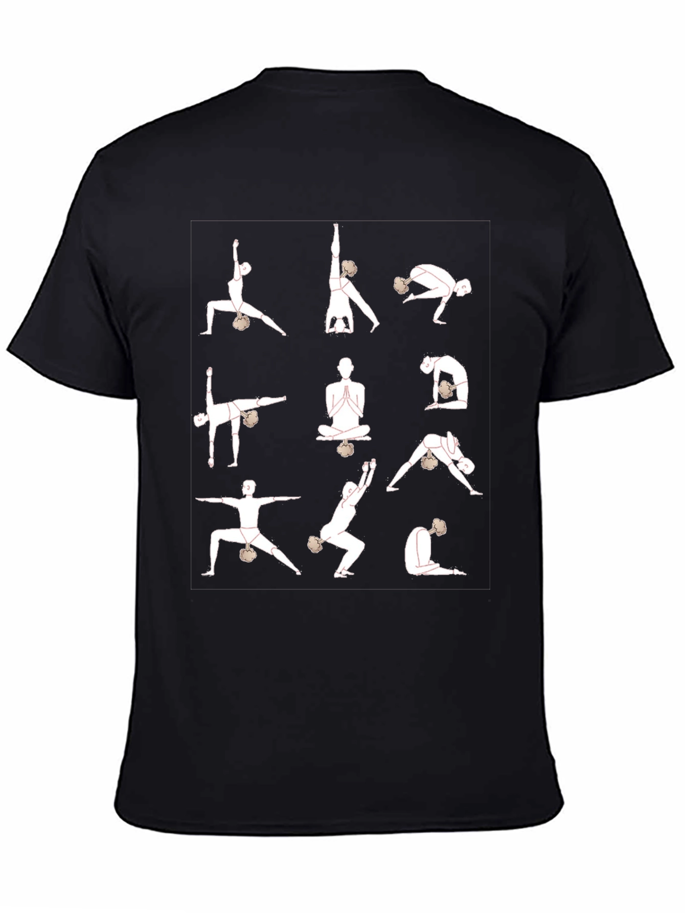 Yoga Pose Graphic T-Shirt - Black Cotton Blend