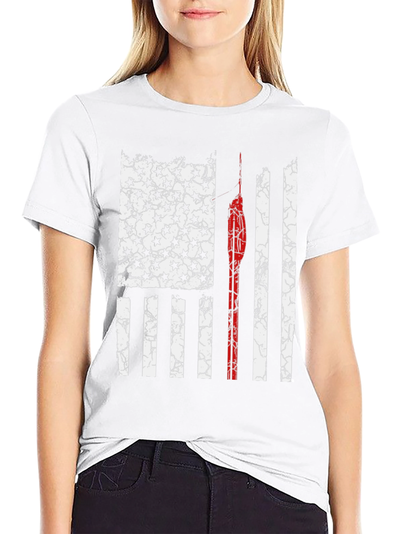 Distressed US Flag Firefighter T-Shirt