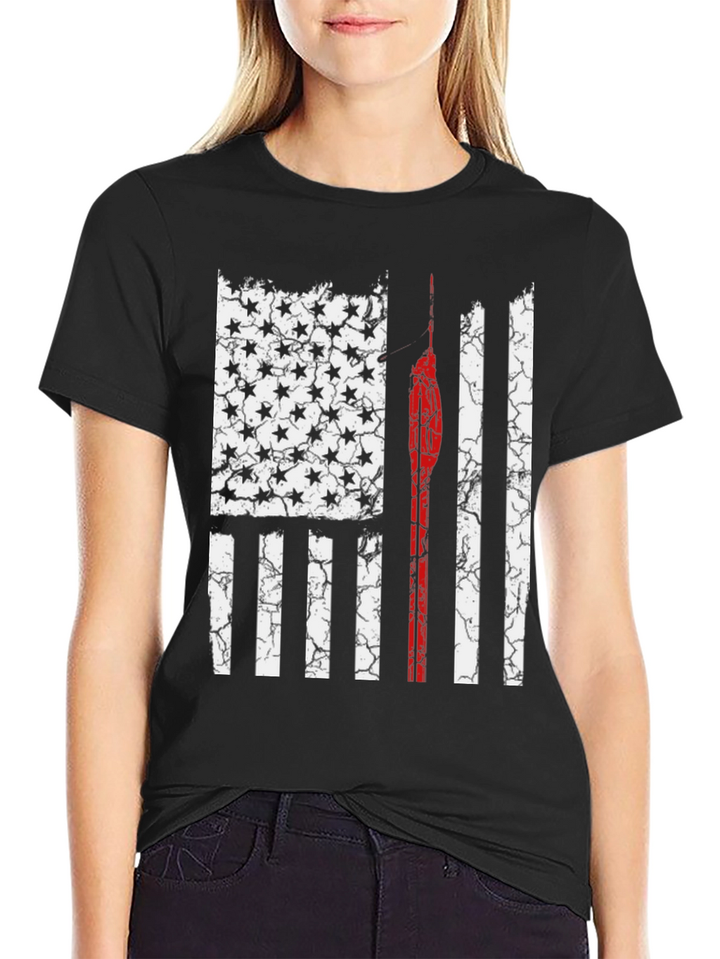 Distressed US Flag Firefighter T-Shirt