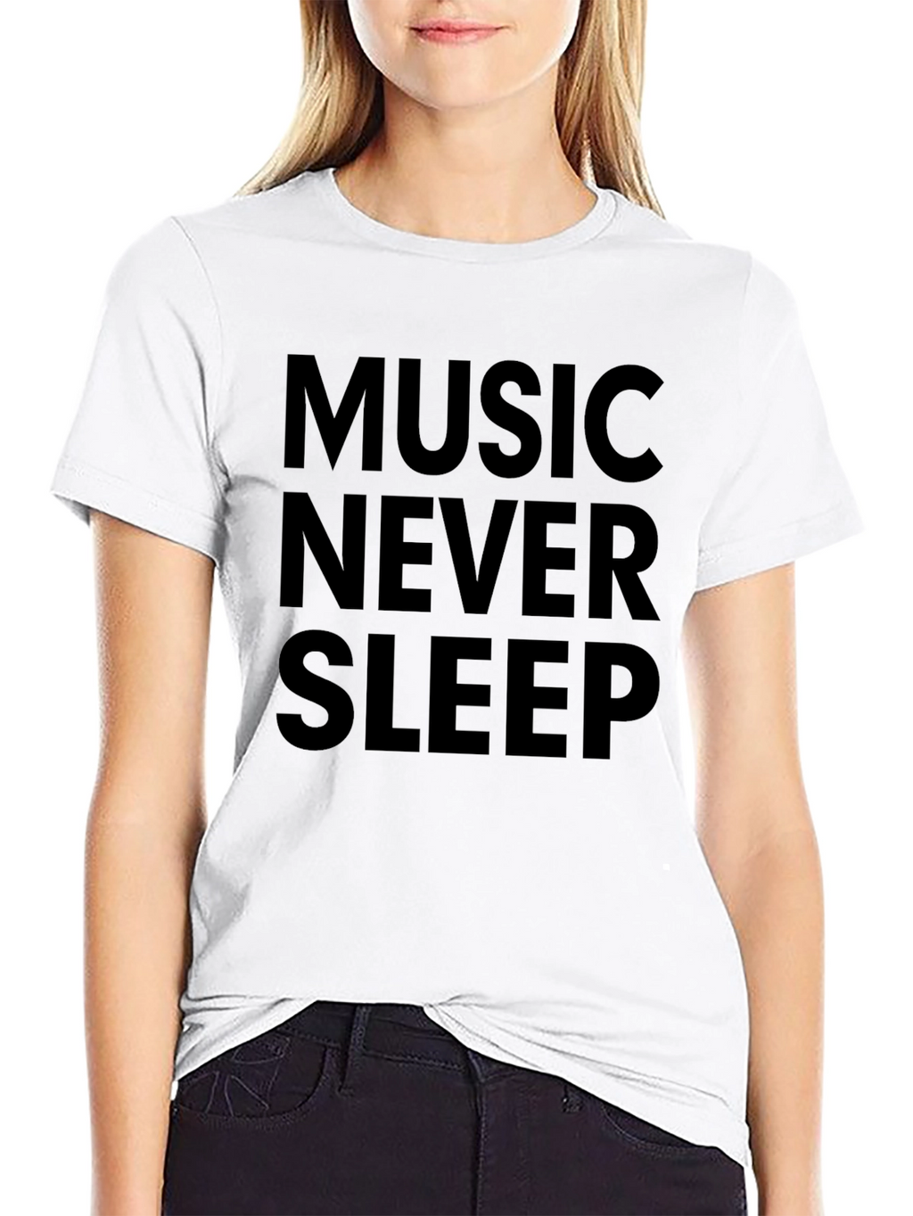 Music Never Sleep Black Graphic Tee
