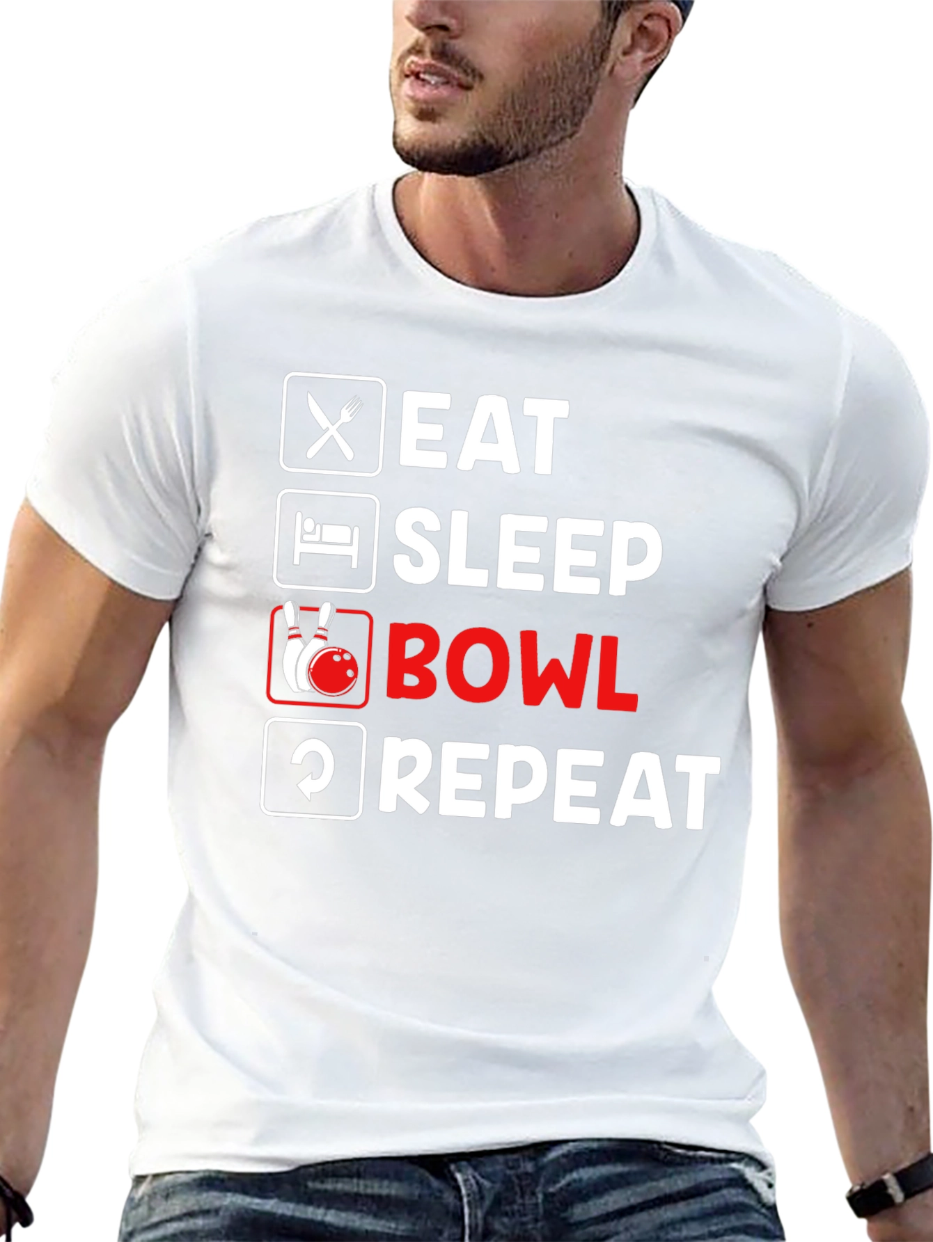 Eat Sleep Bowl Repeat Black T-Shirt