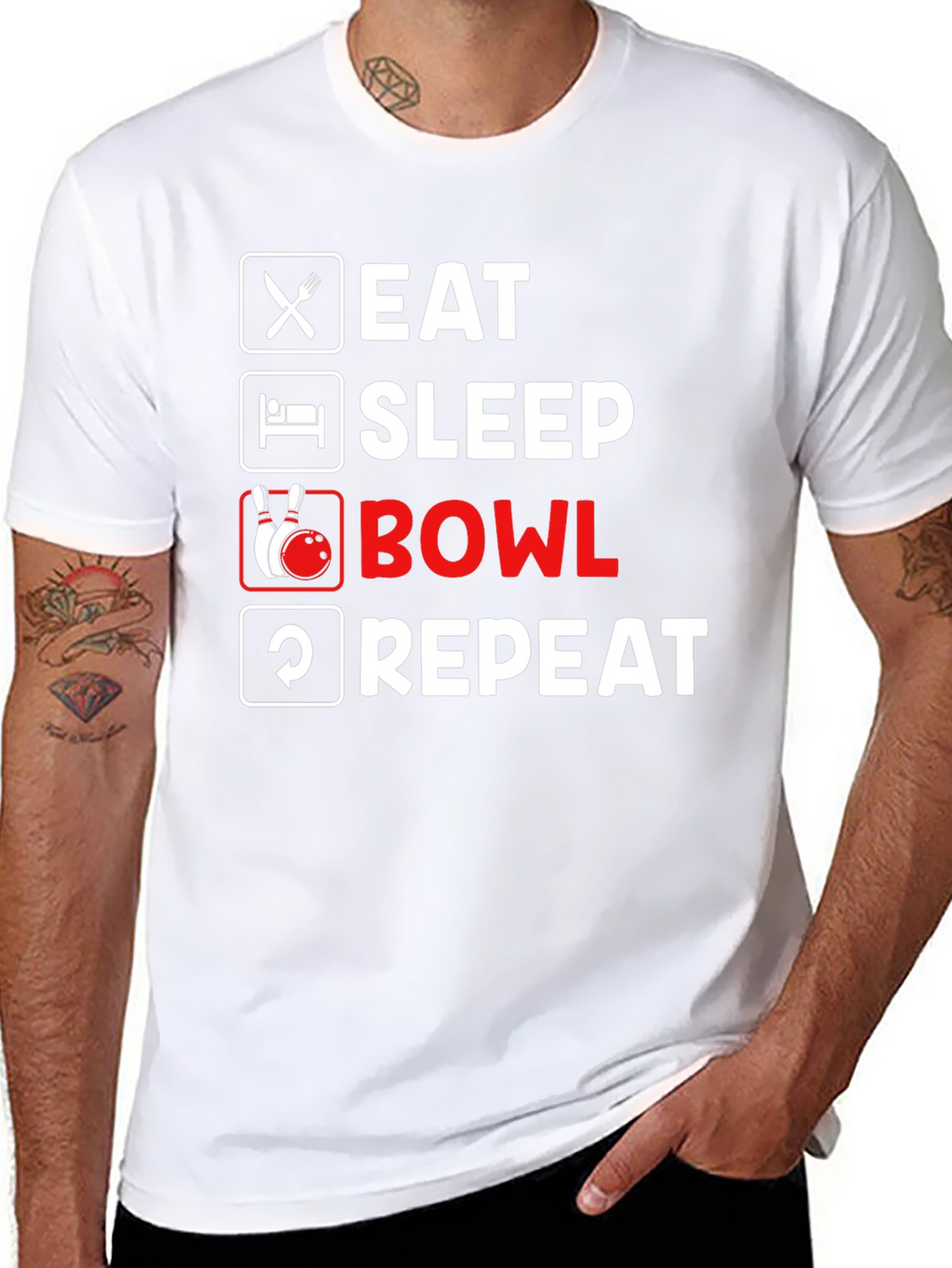 Eat Sleep Bowl Repeat Black T-Shirt