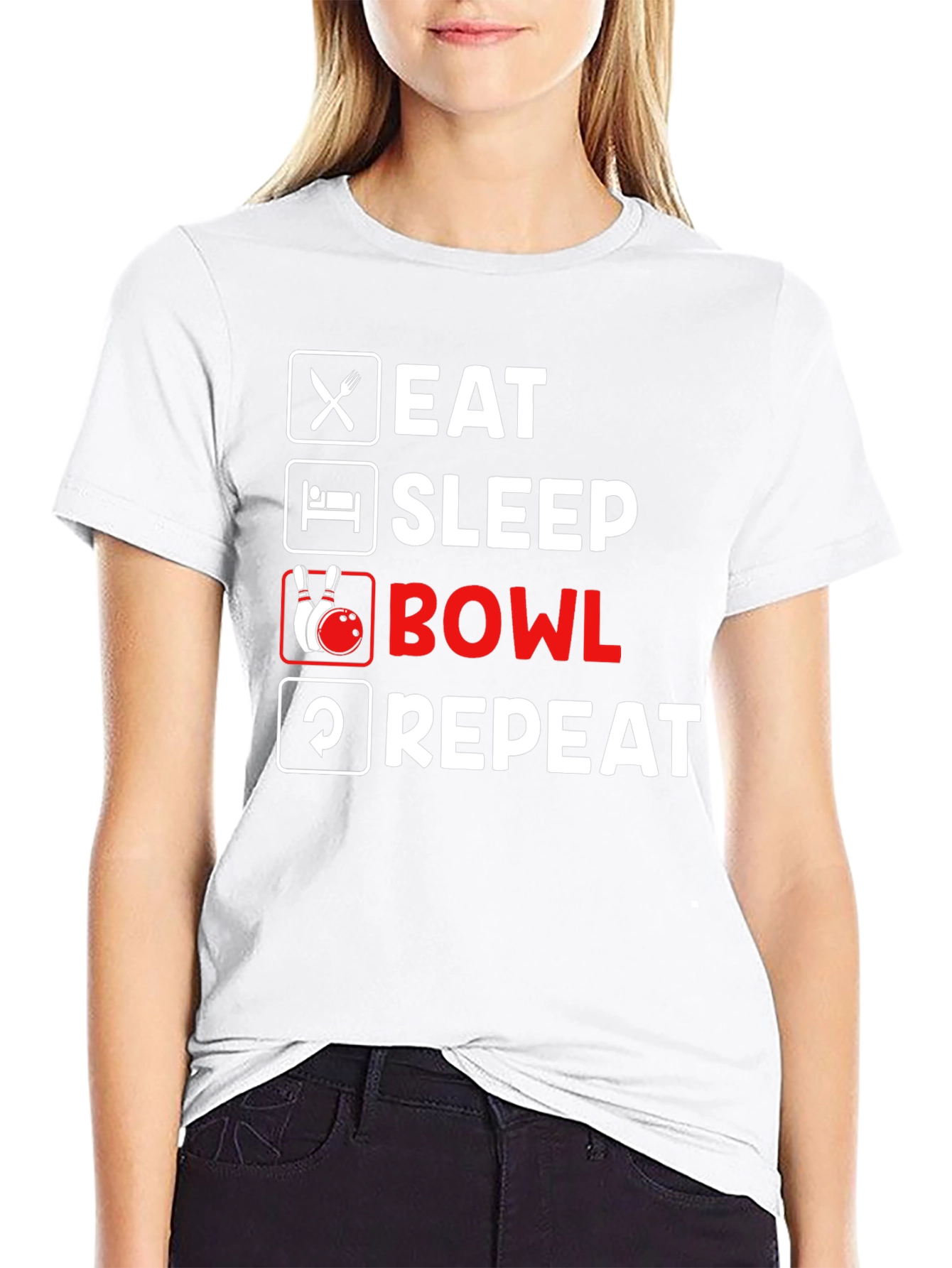 Eat Sleep Bowl Repeat Black T-Shirt