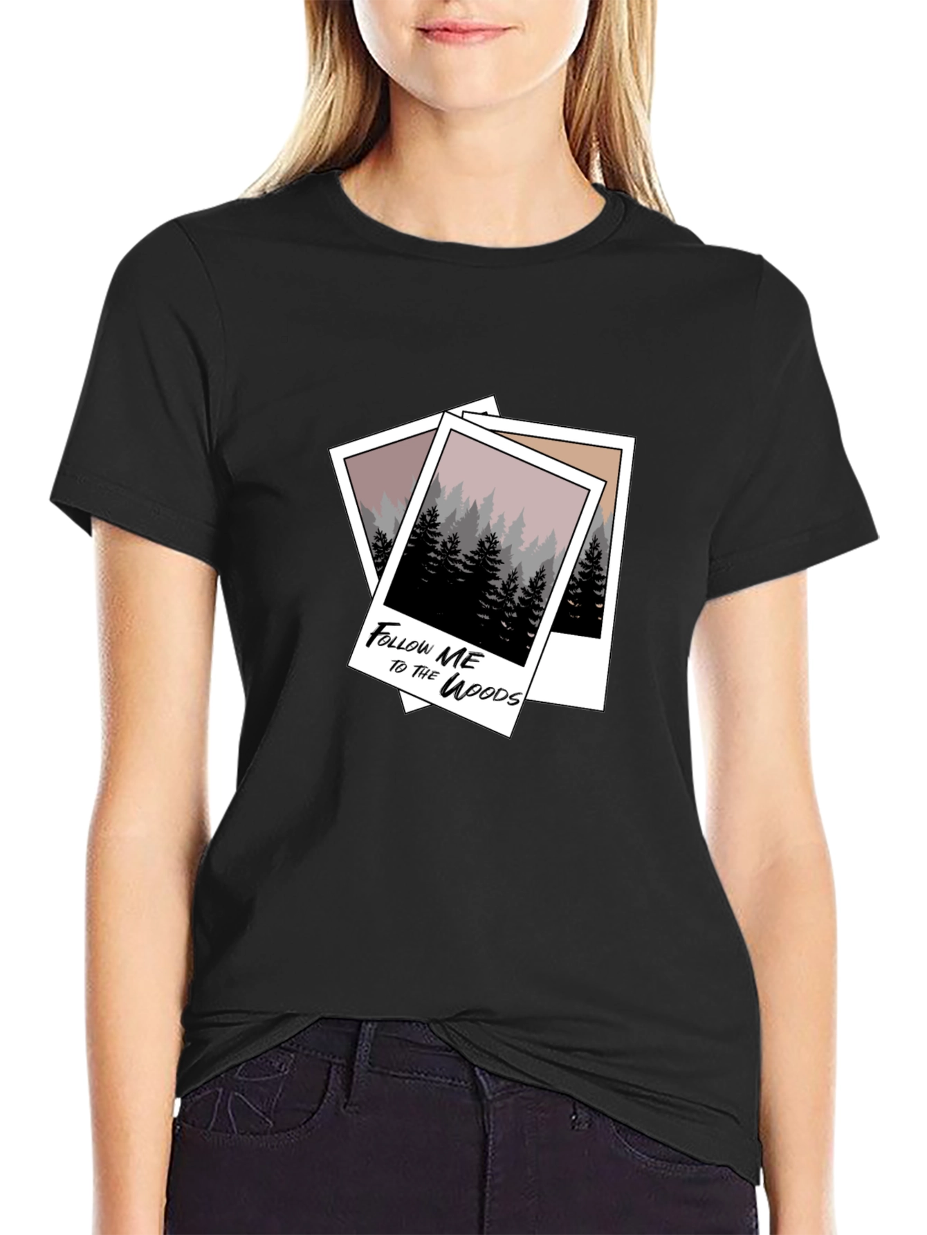 Follow Me to the Woods Graphic Tee - Black