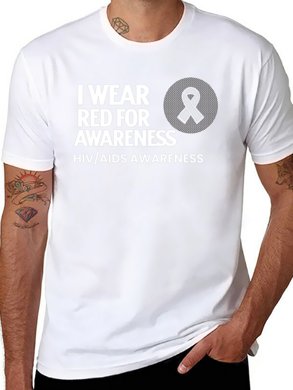 HIV/AIDS Awareness T-Shirt - Red Ribbon Graphic Tee