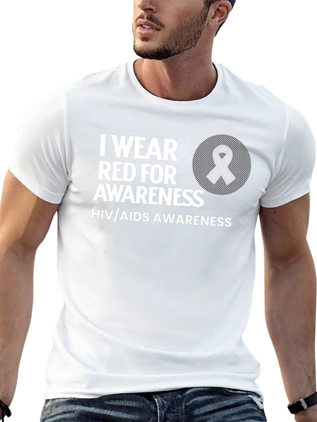 HIV/AIDS Awareness T-Shirt - Red Ribbon Graphic Tee