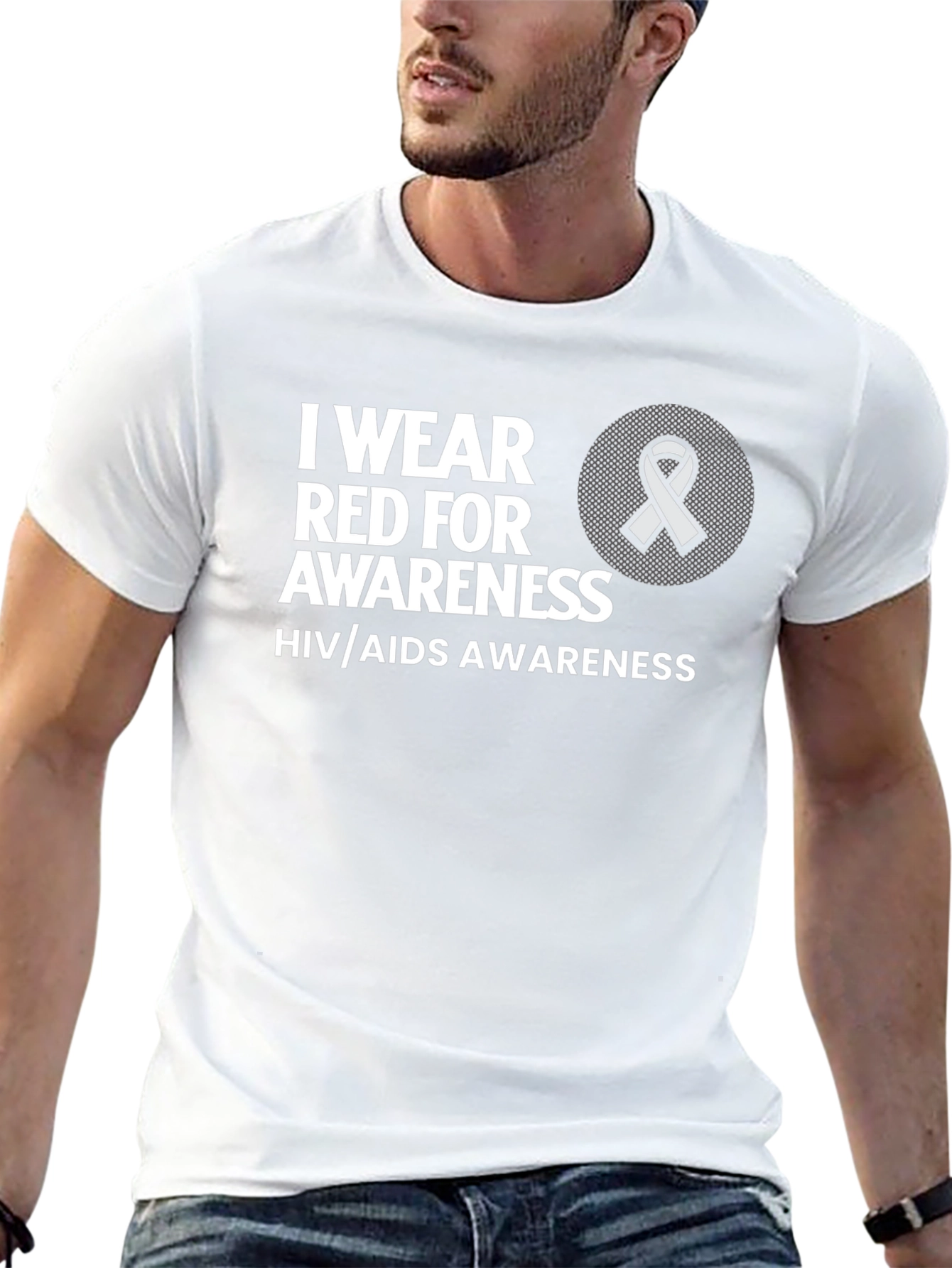 HIV/AIDS Awareness T-Shirt - Red Ribbon Graphic Tee
