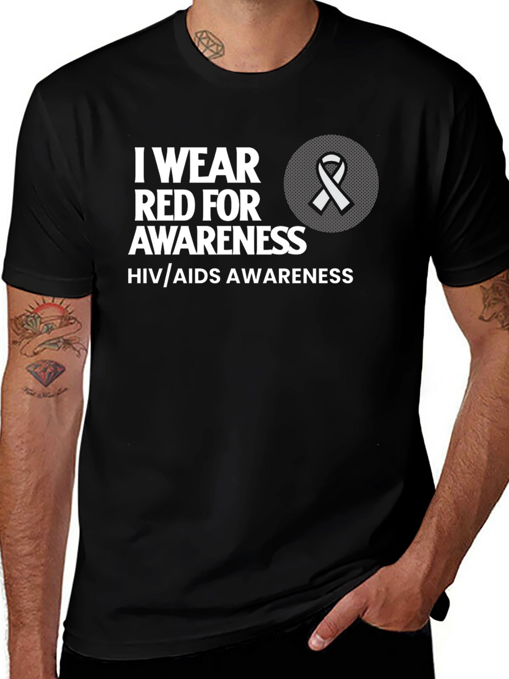 HIV/AIDS Awareness T-Shirt - Red Ribbon Graphic Tee