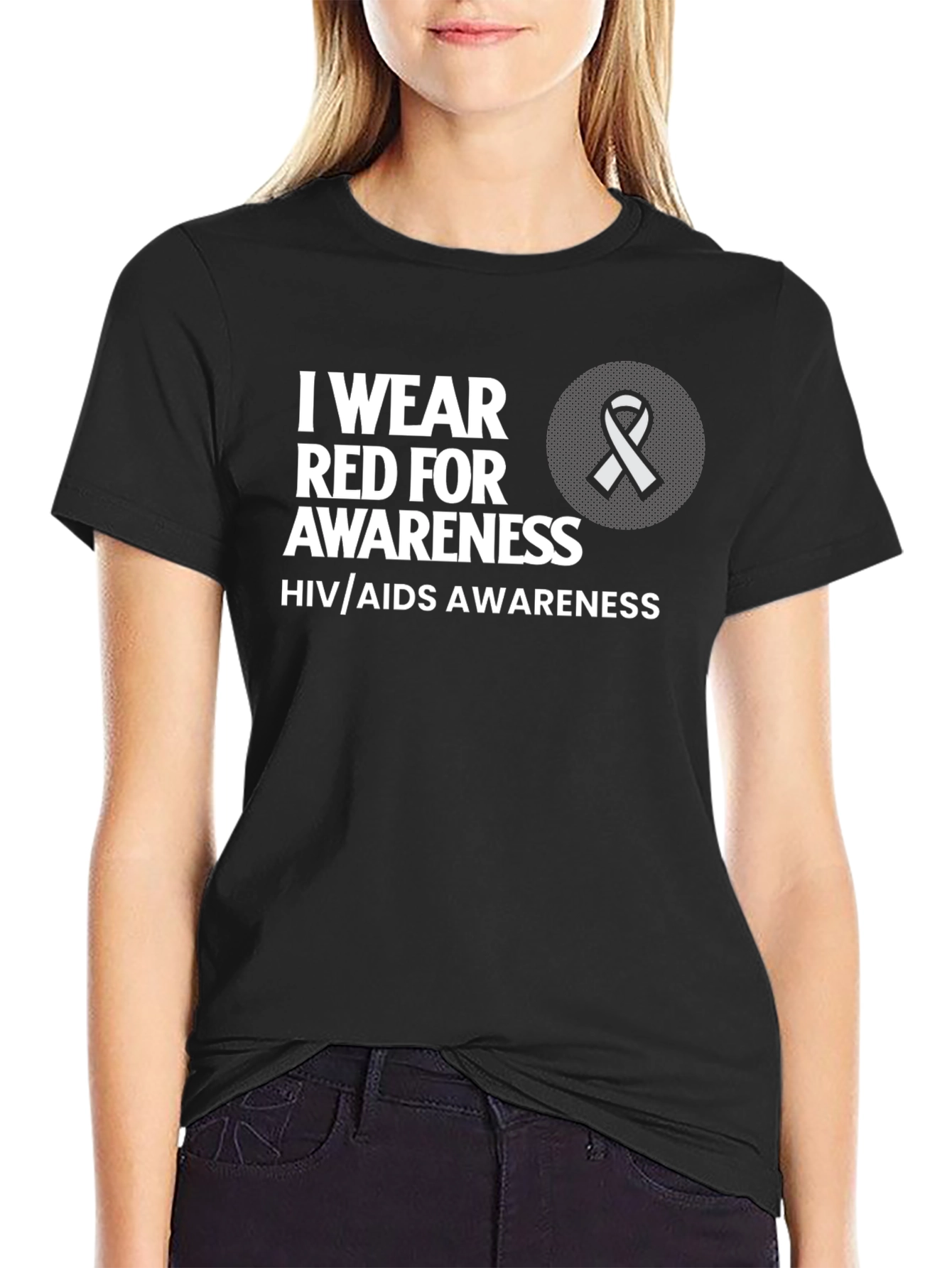 HIV/AIDS Awareness T-Shirt - Red Ribbon Graphic Tee