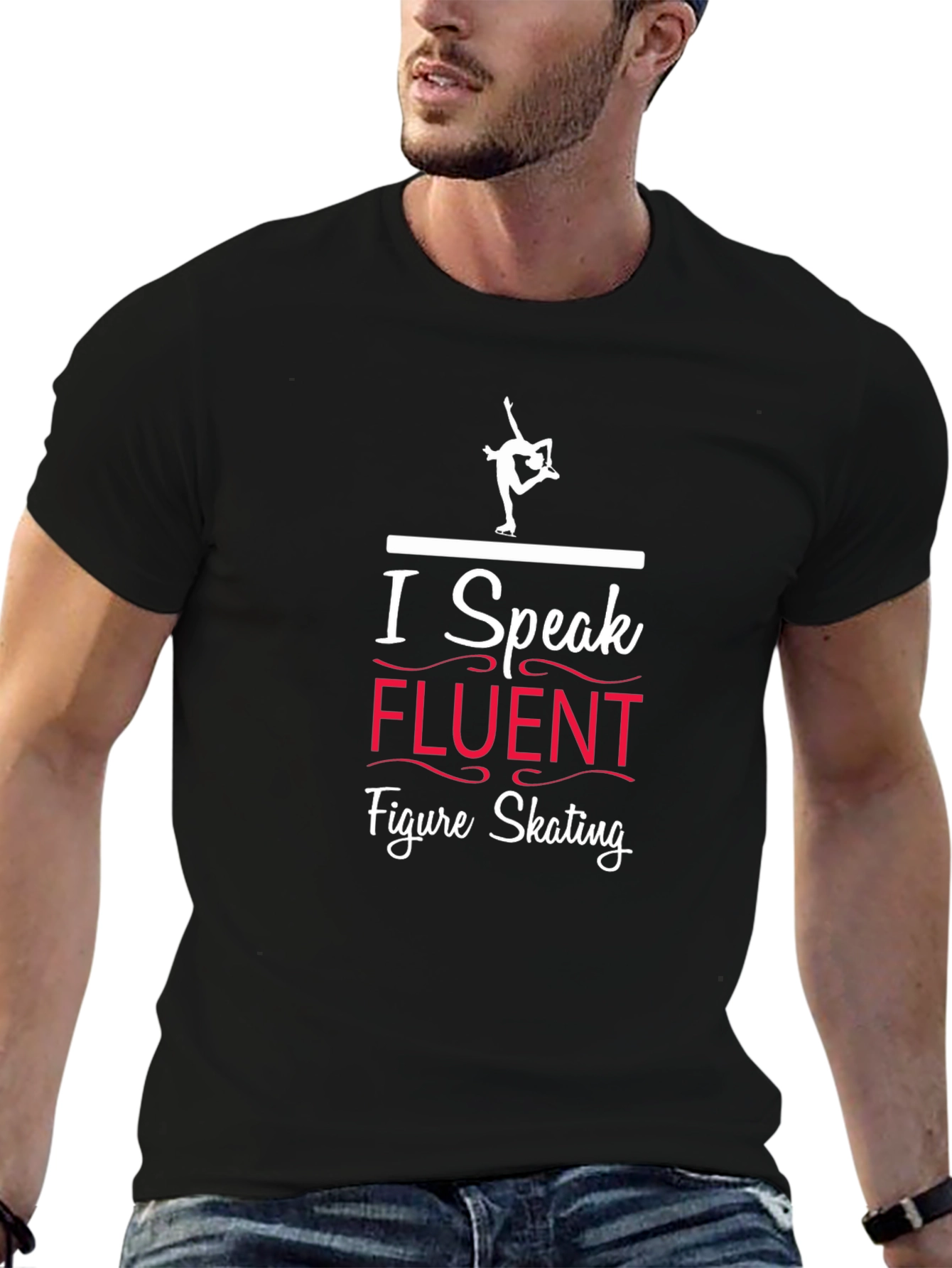 I Speak Fluent Figure Skating Black Graphic T-Shirt