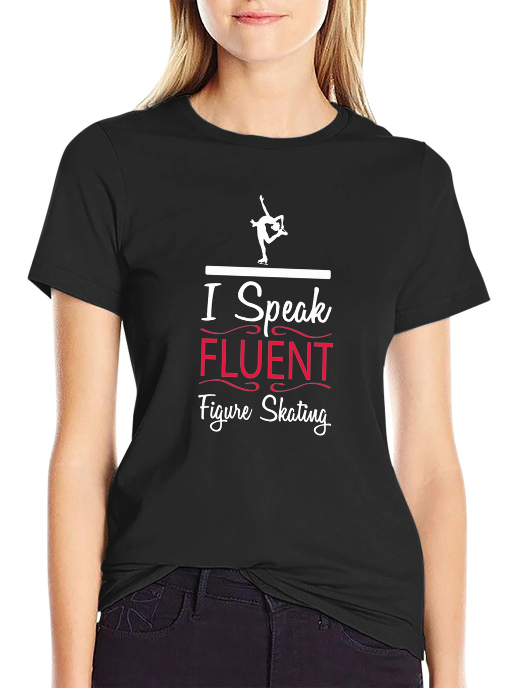 I Speak Fluent Figure Skating Black Graphic T-Shirt