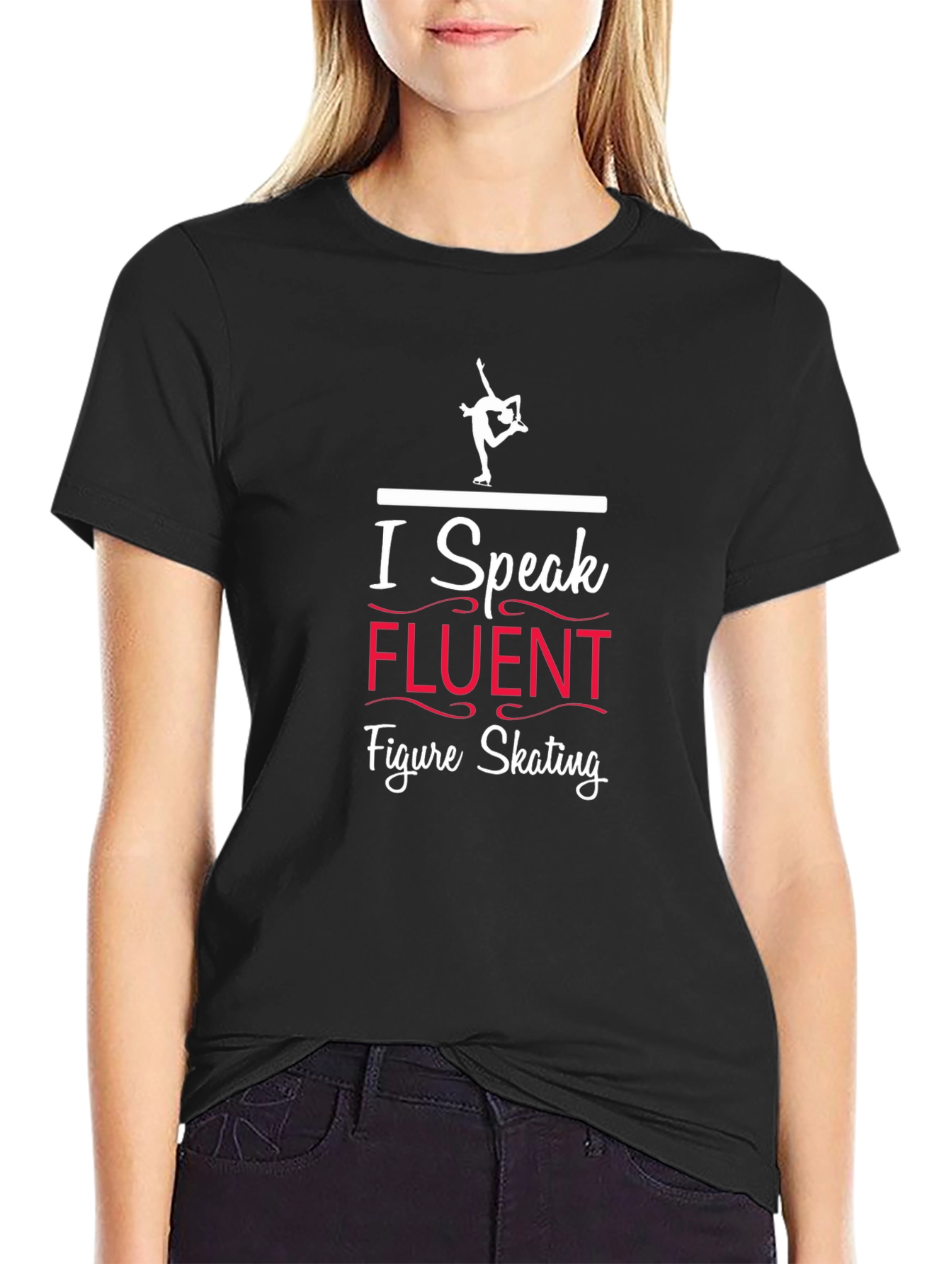 I Speak Fluent Figure Skating Black Graphic T-Shirt