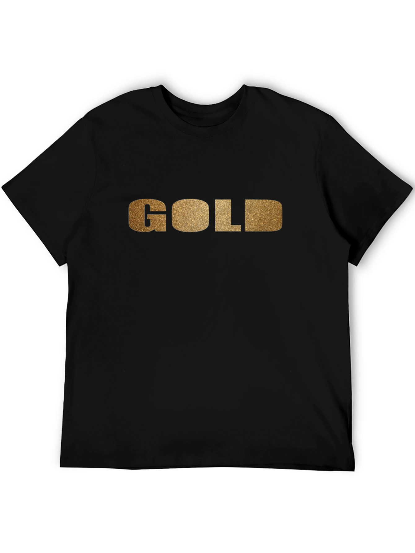 Golden Text Black Tee - Stylish and Bold