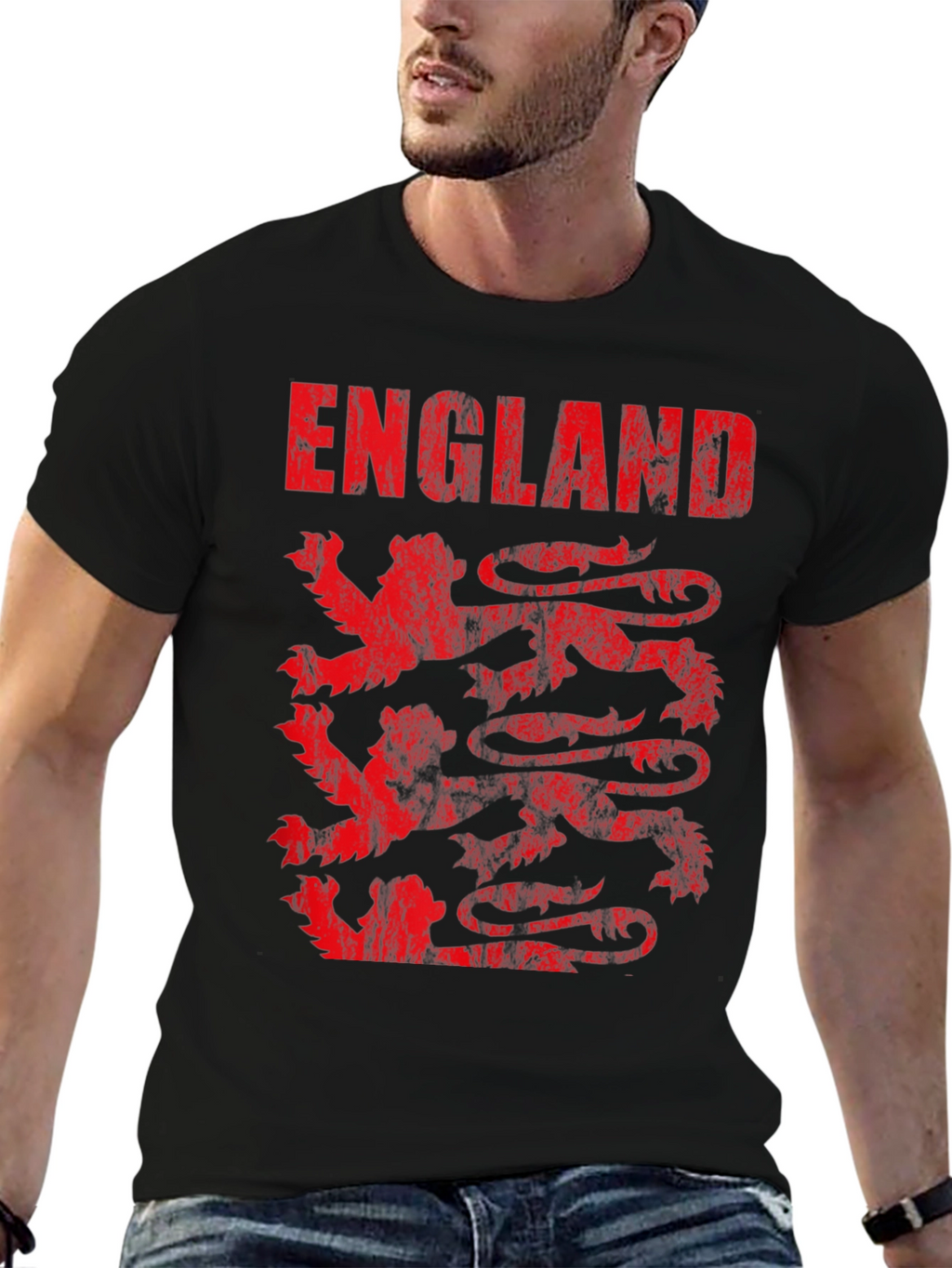 England Lions T-Shirt - Distressed Graphic Tee
