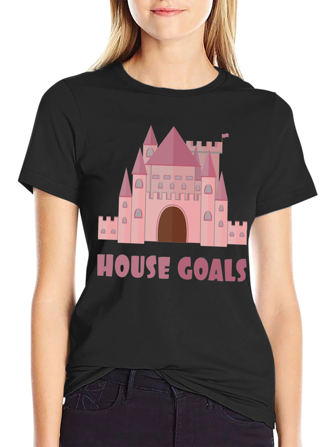 House Goals Castle Graphic Tee - Pink