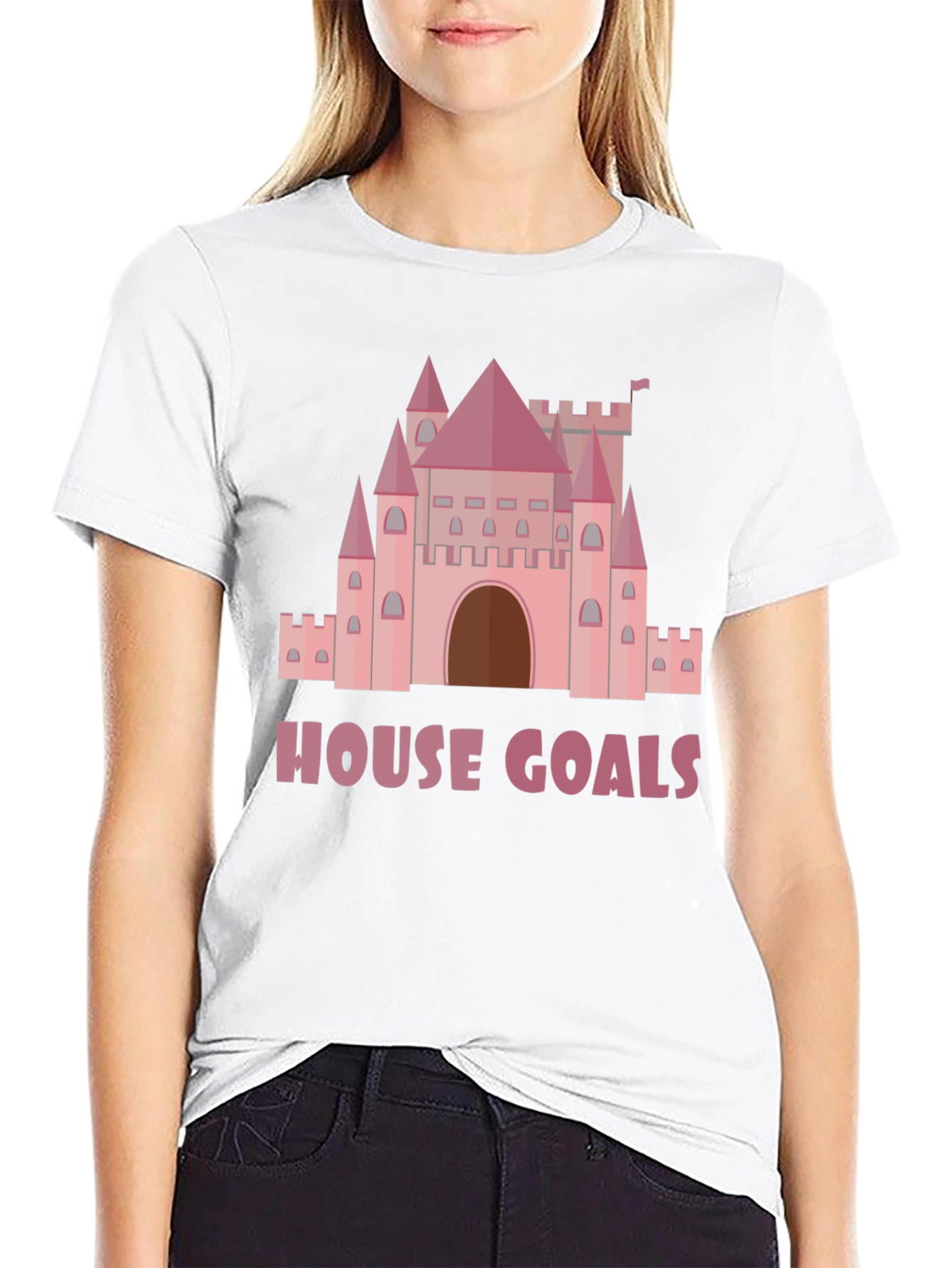 House Goals Castle Graphic Tee - Pink