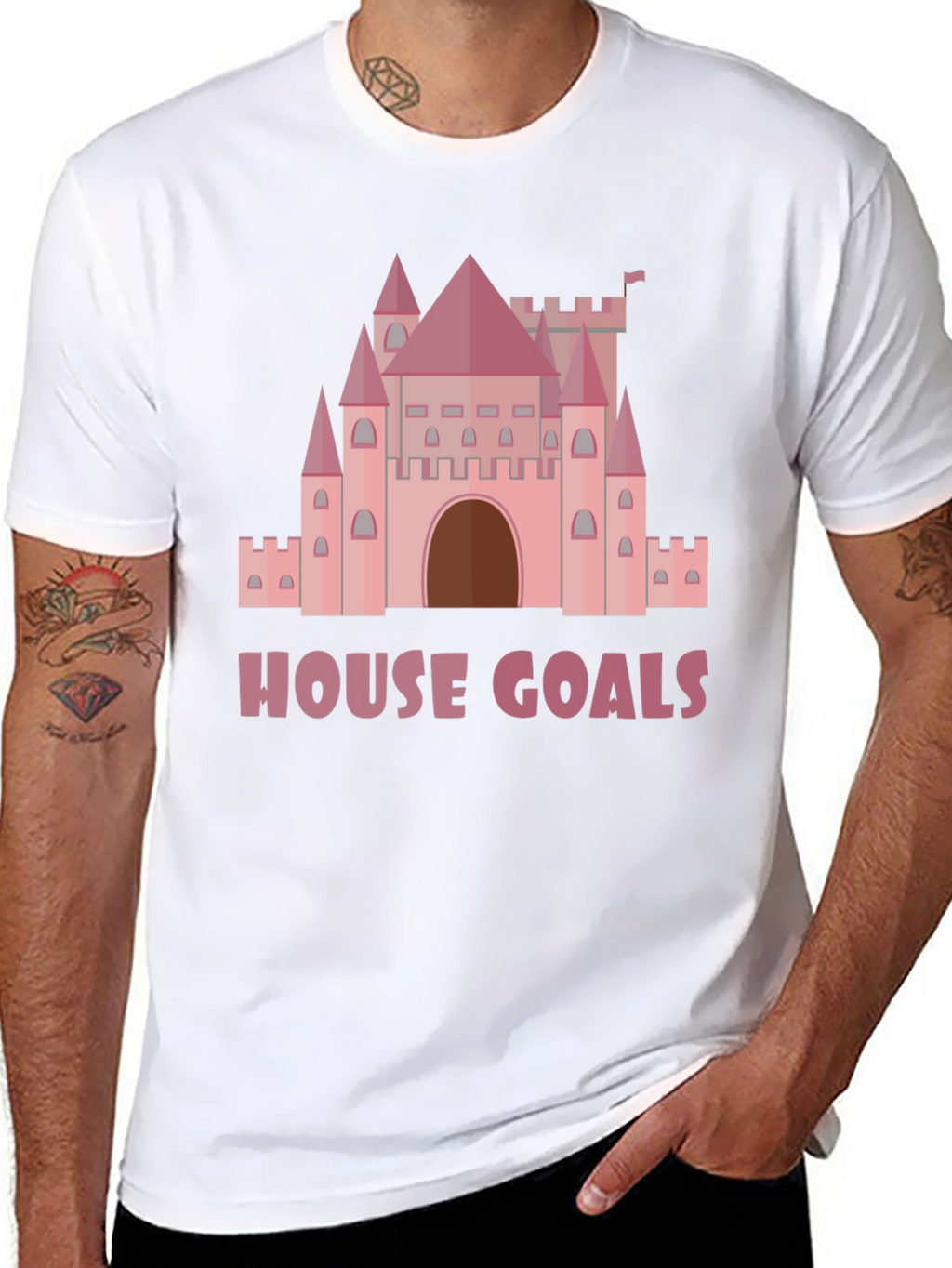 House Goals Castle Graphic Tee - Pink