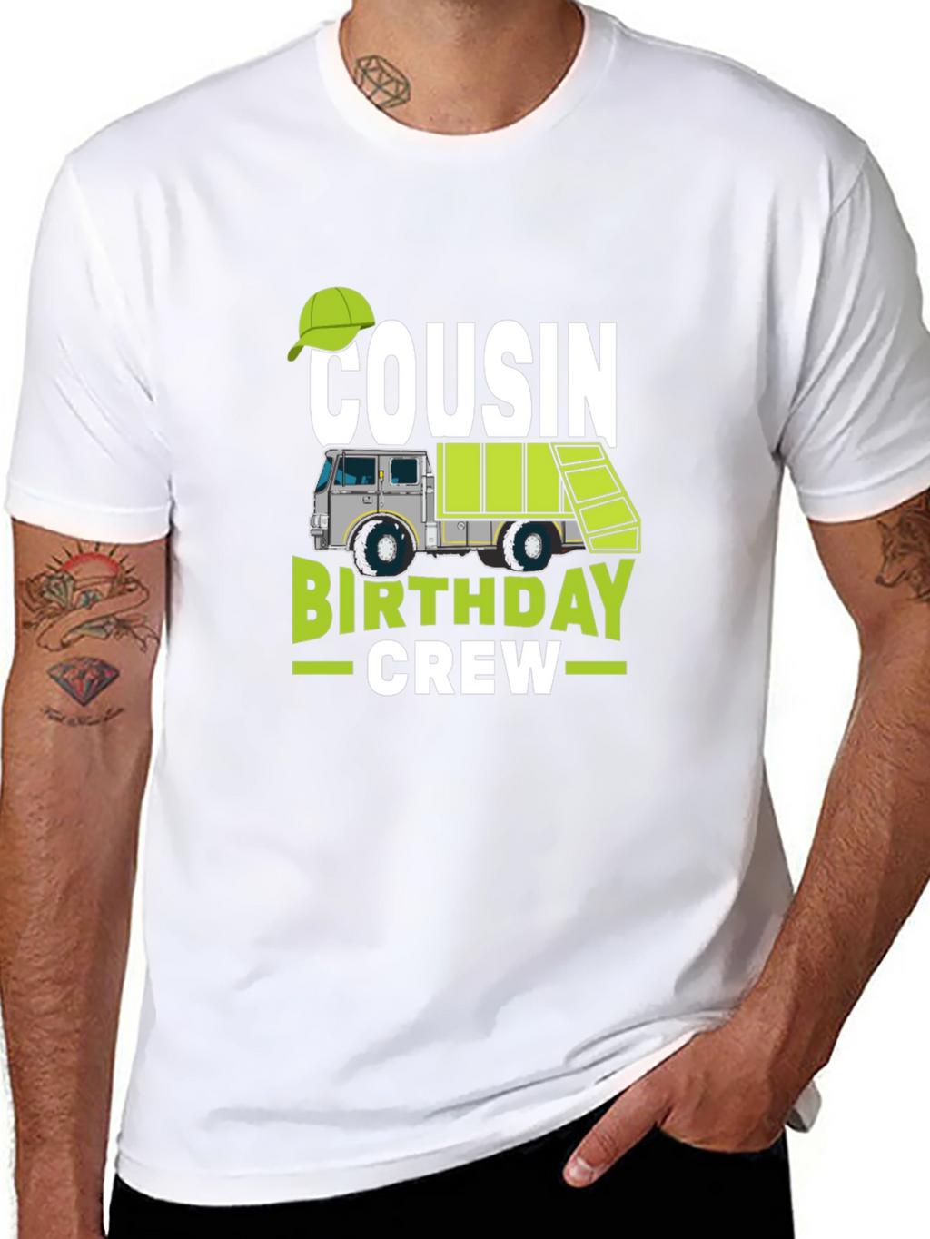 Cousin Birthday Crew T-Shirt - Garbage Truck Design