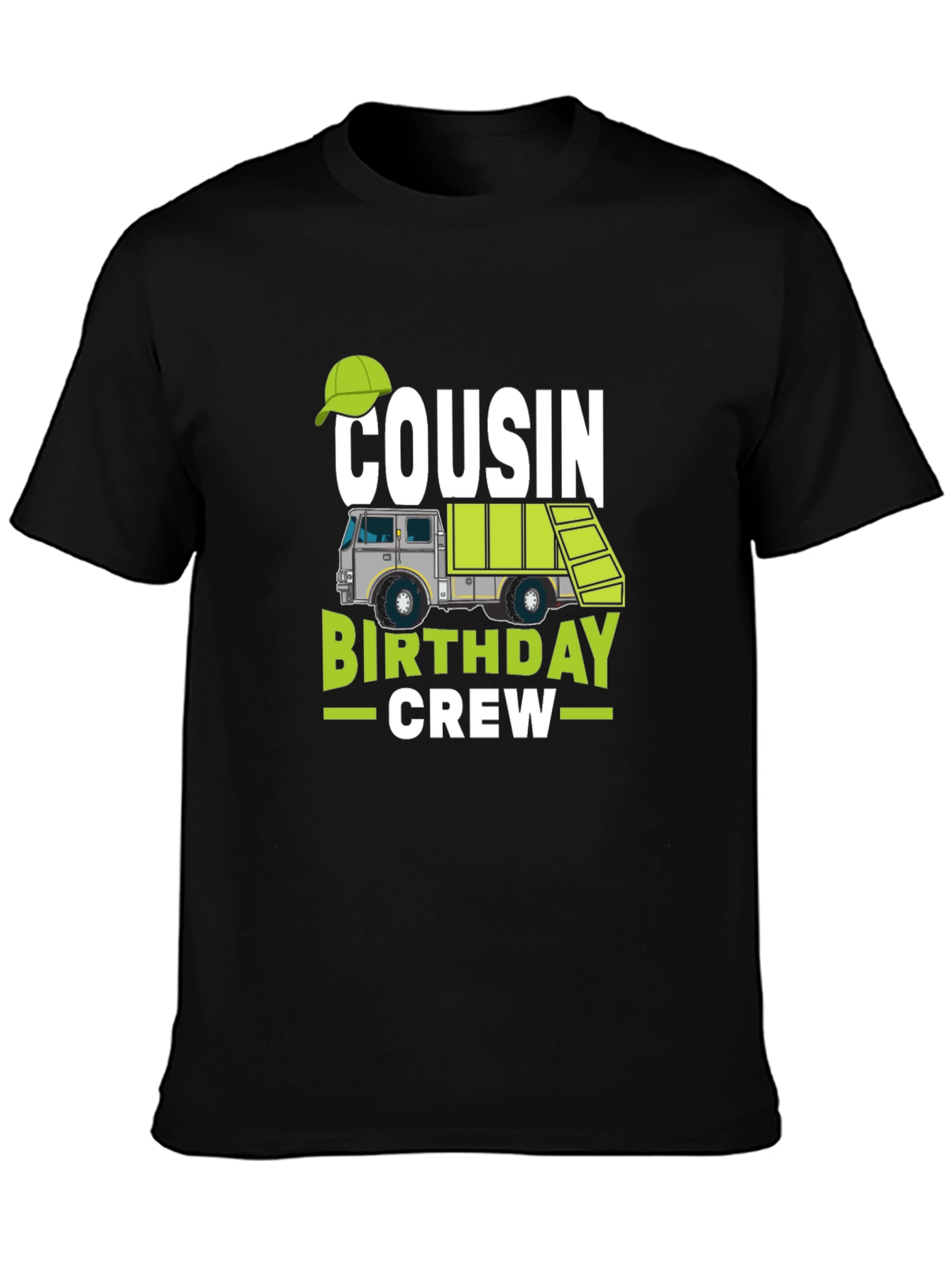 Cousin Birthday Crew T-Shirt - Garbage Truck Design