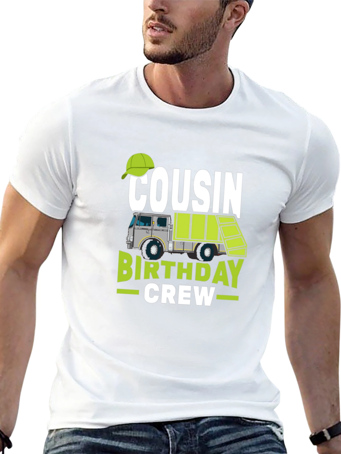 Cousin Birthday Crew T-Shirt - Garbage Truck Design