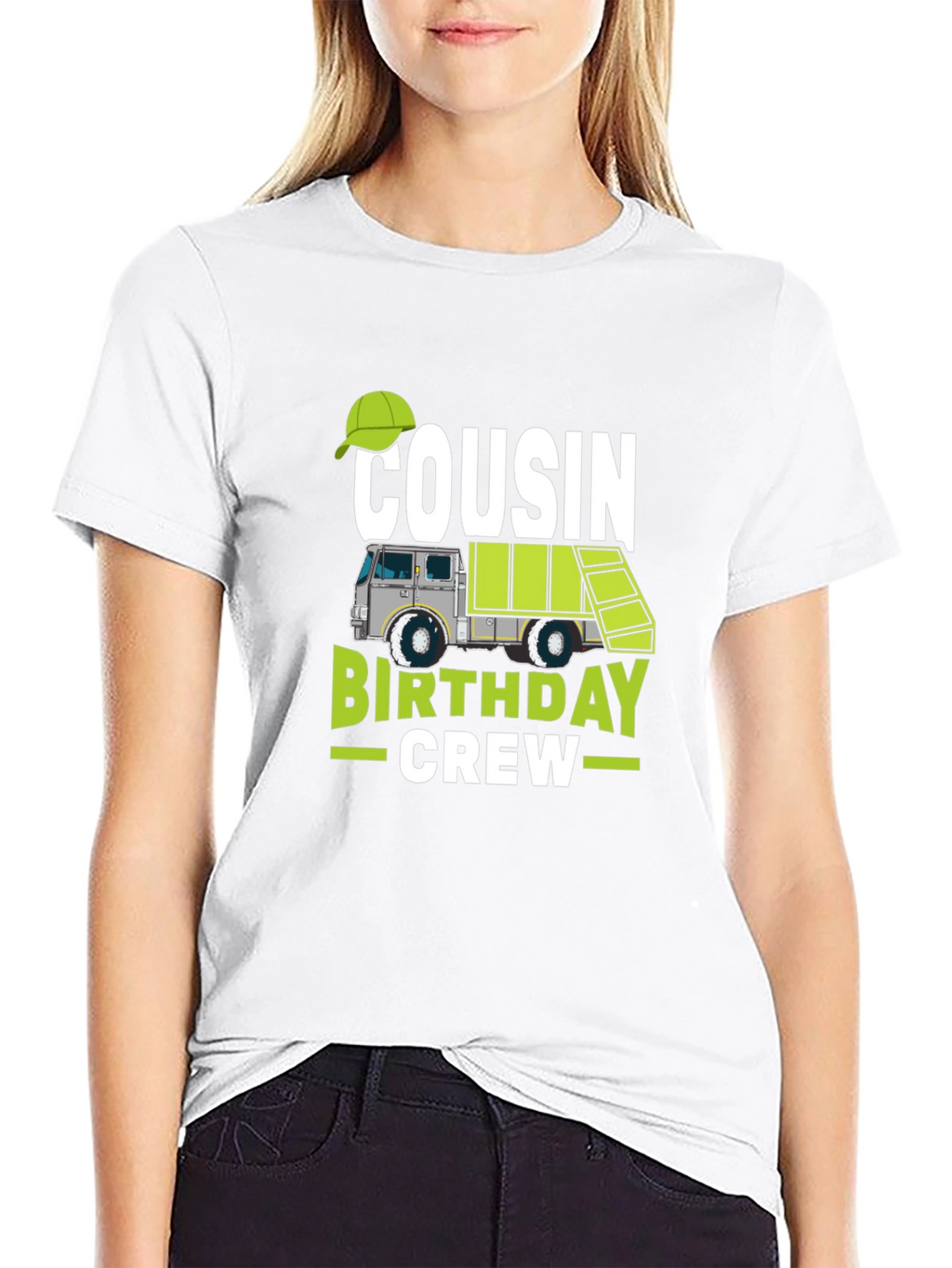 Cousin Birthday Crew T-Shirt - Garbage Truck Design