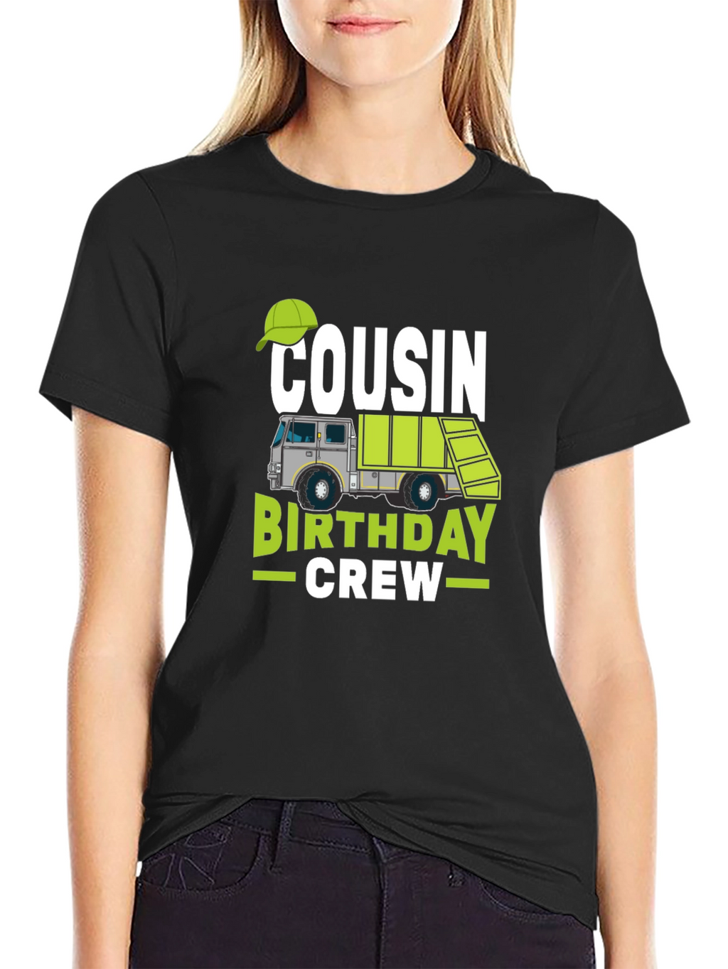 Cousin Birthday Crew T-Shirt - Garbage Truck Design