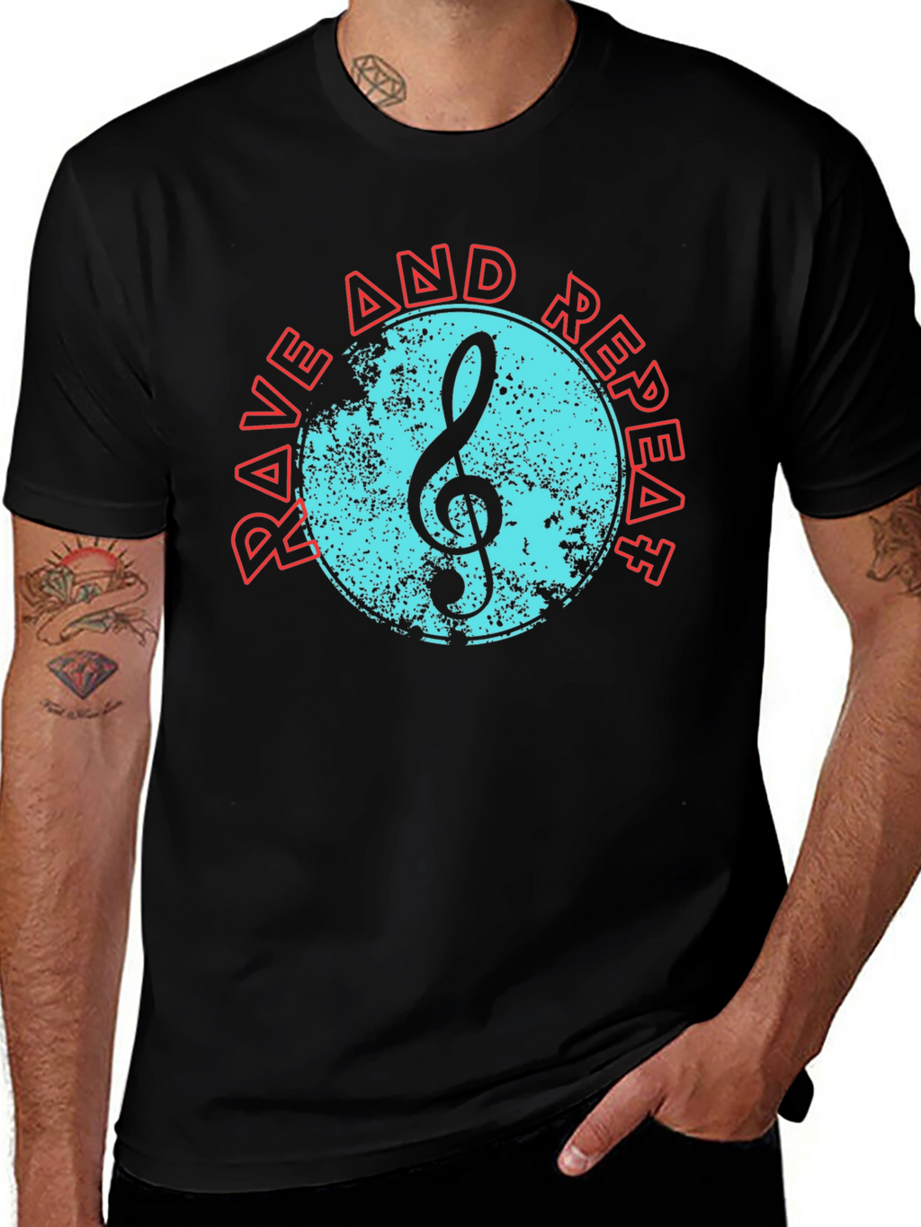Rave and Repeat Music Tee - Black Cotton T-Shirt