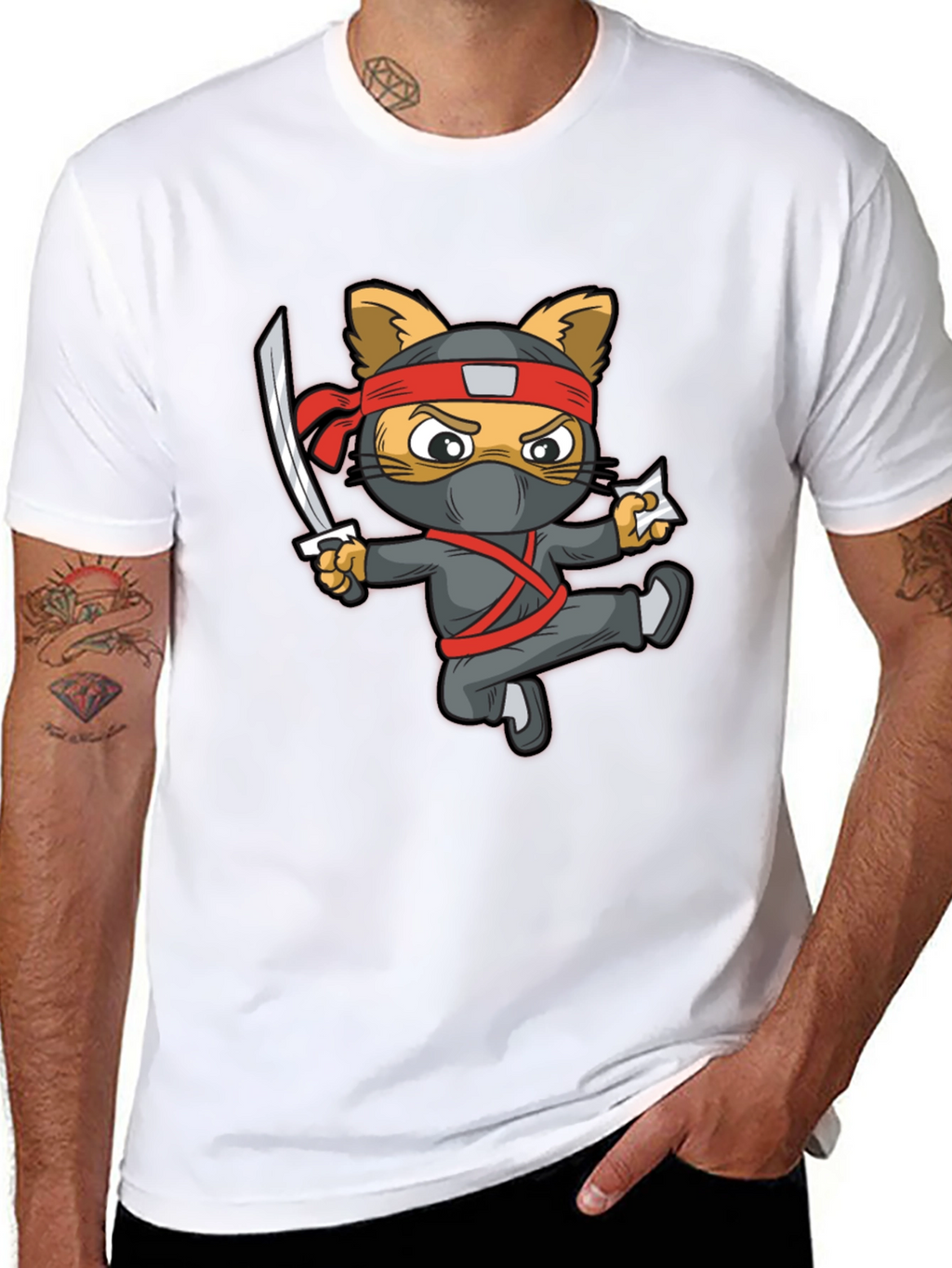 Ninja Cat Graphic T-Shirt