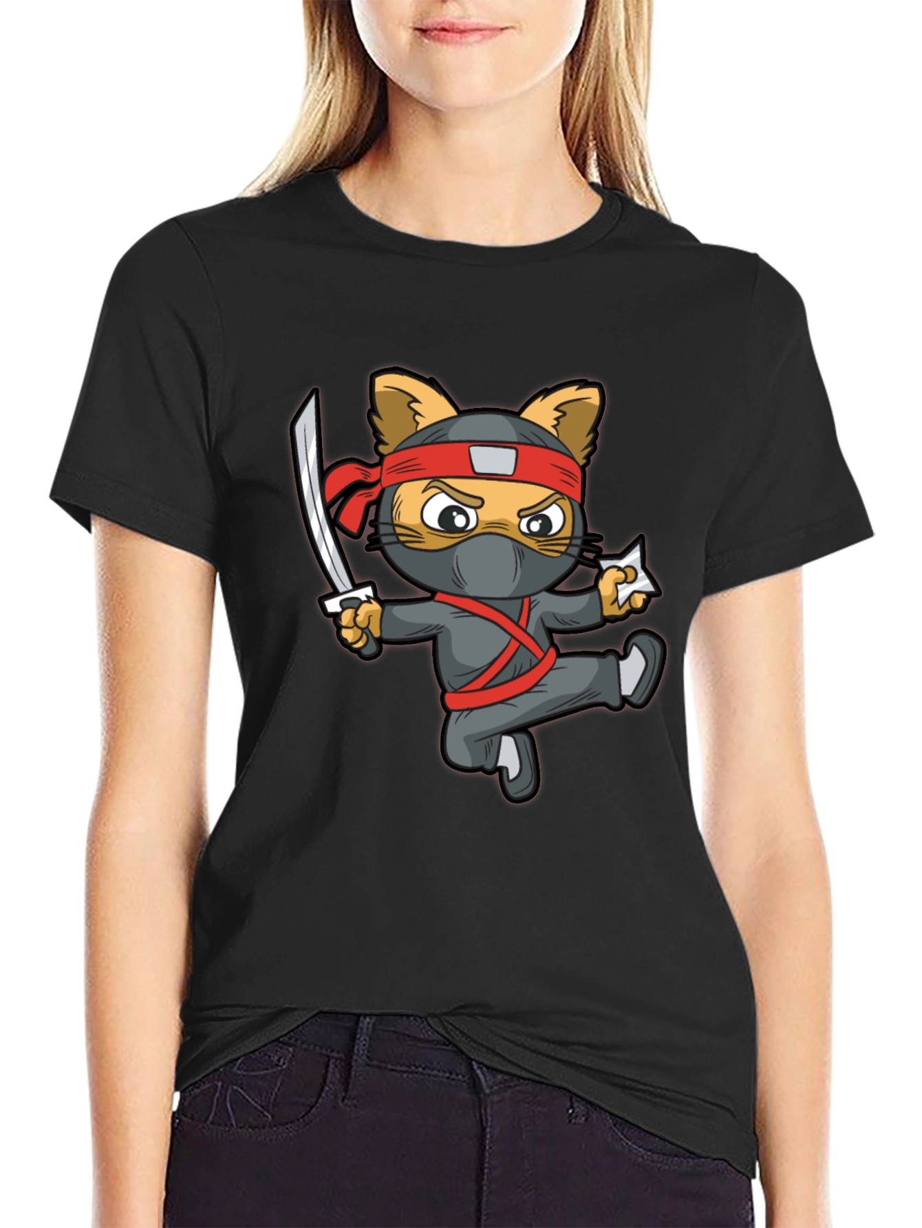 Ninja Cat Graphic T-Shirt