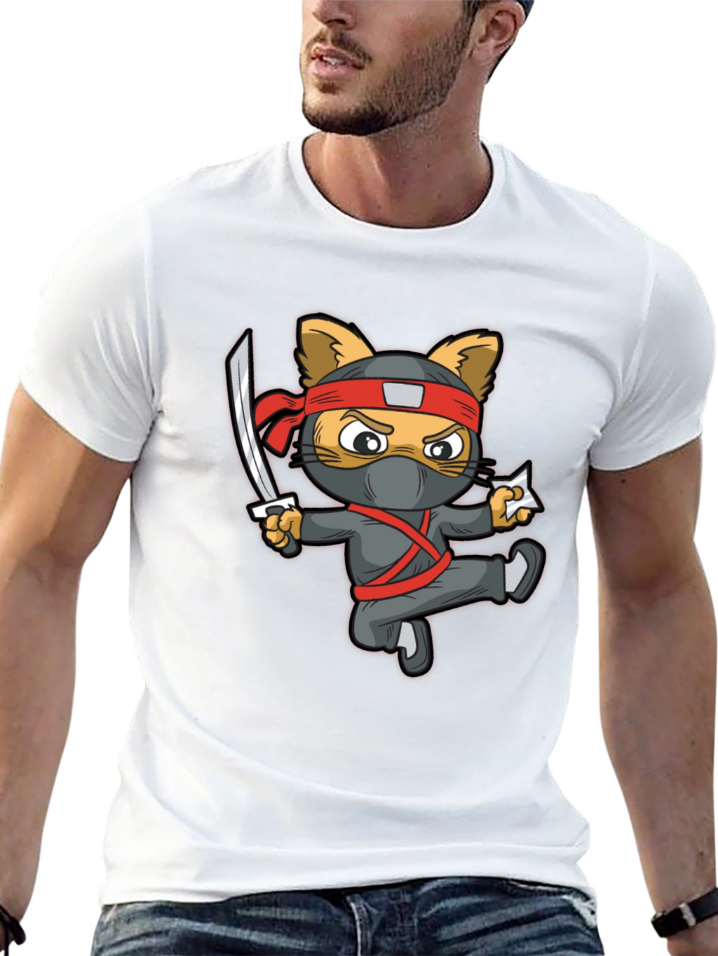 Ninja Cat Graphic T-Shirt
