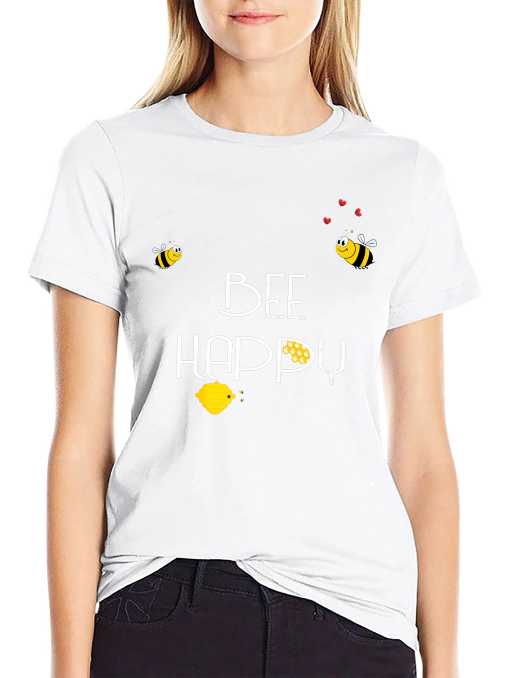 Bee Happy Graphic Tee - Black