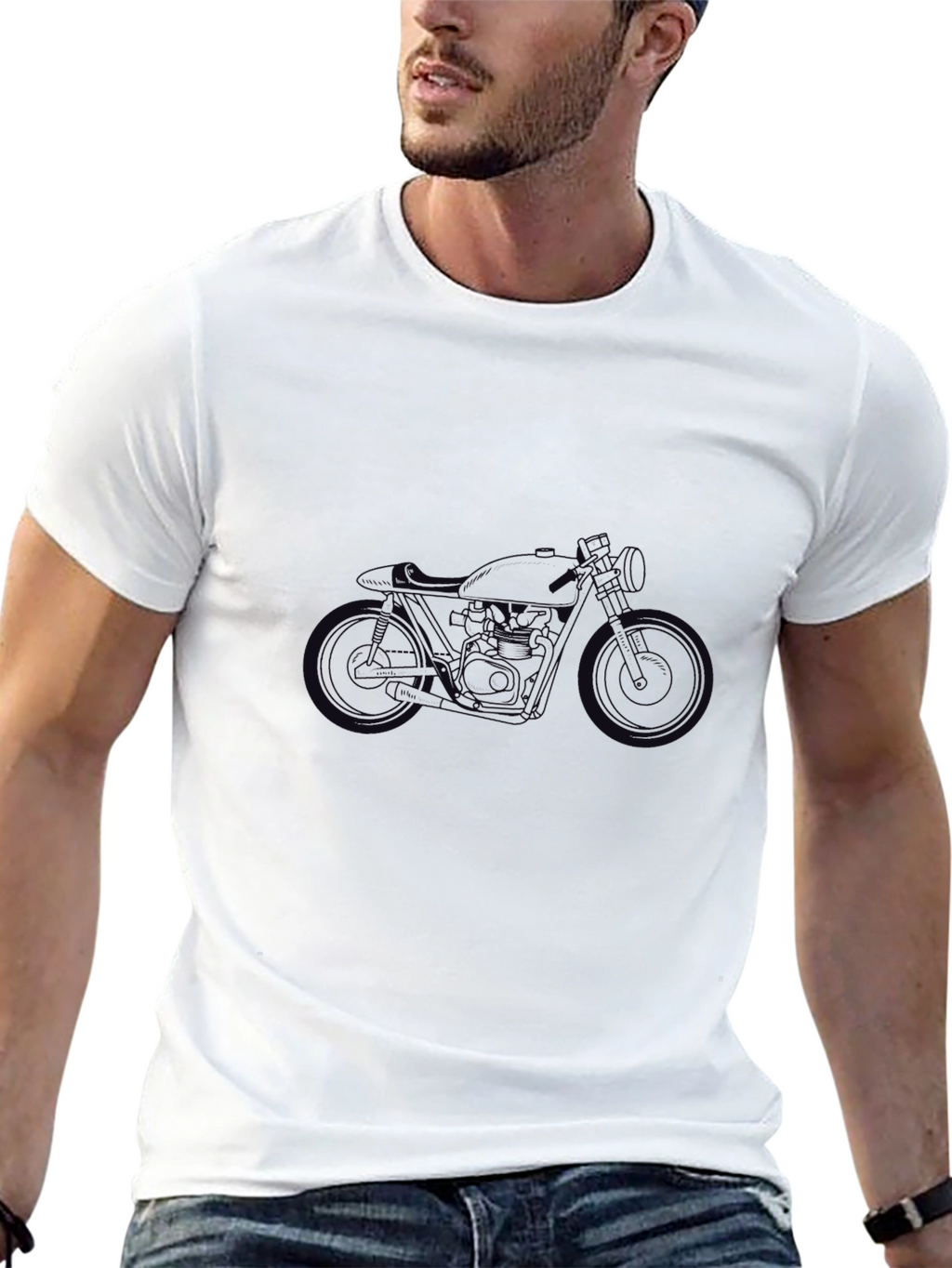 Black Motorcycle Graphic Tee - Casual Style