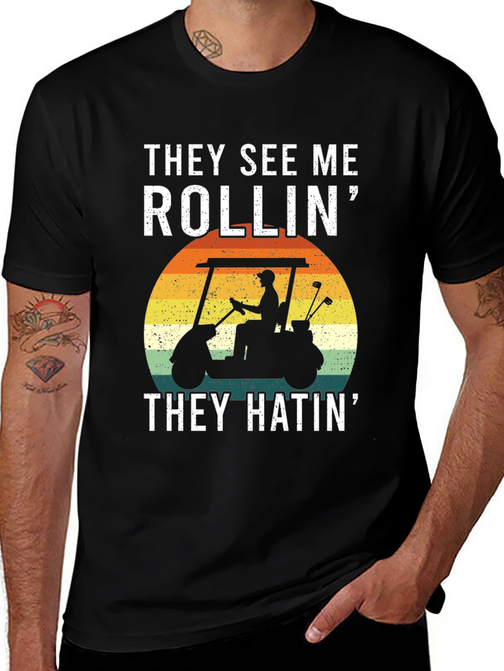 They See Me Rollin T-Shirt: Golf Cart Design