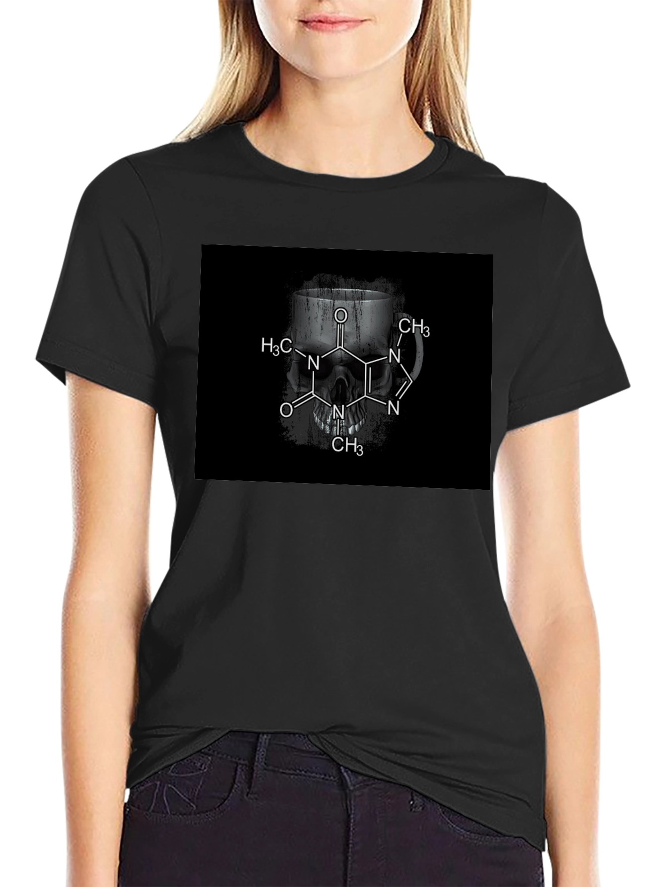 Caffeine Skull T-Shirt - Dark Humor Tee