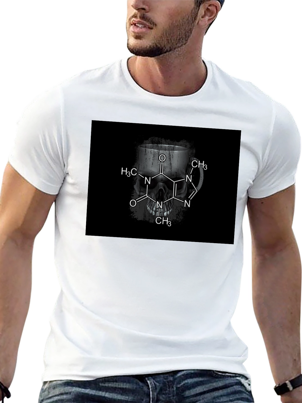 Caffeine Skull T-Shirt - Dark Humor Tee