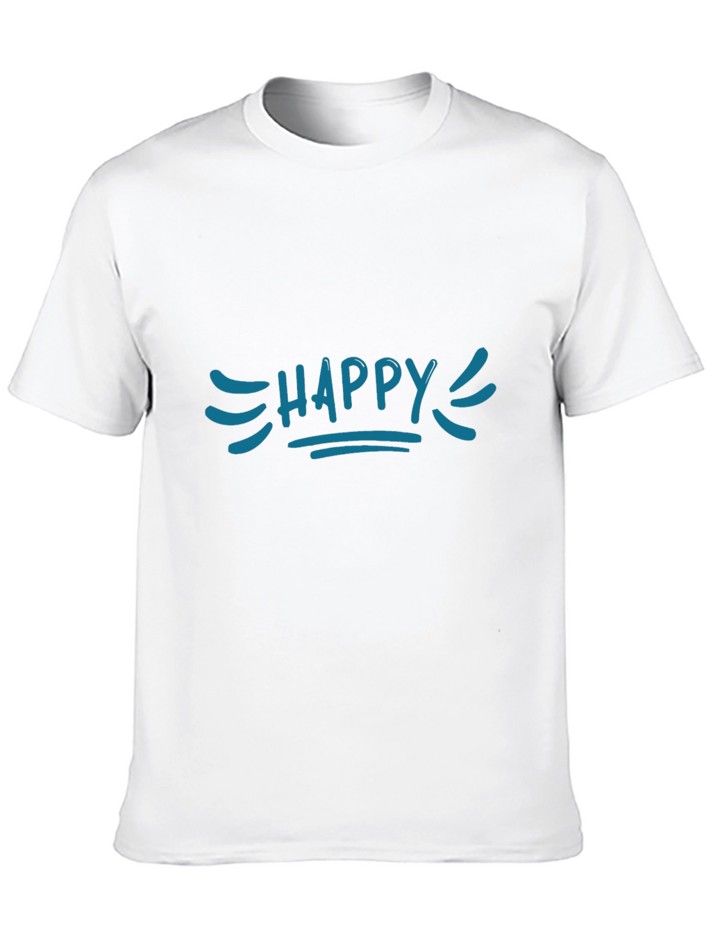 Happy Graphic Tee - Blue Print Black Cotton T-Shirt