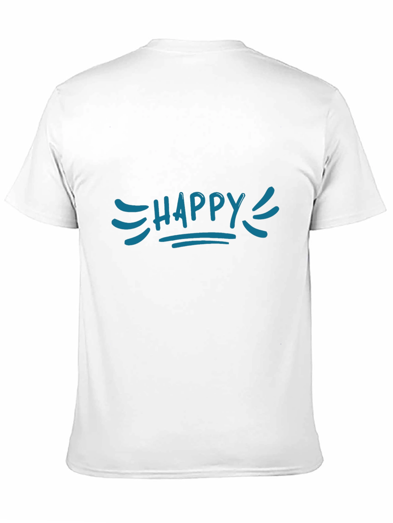 Happy Graphic Tee - Blue Print Black Cotton T-Shirt