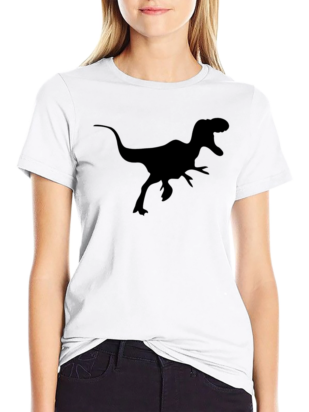 Dinosaur Graphic Tee - Black Cotton T-Shirt