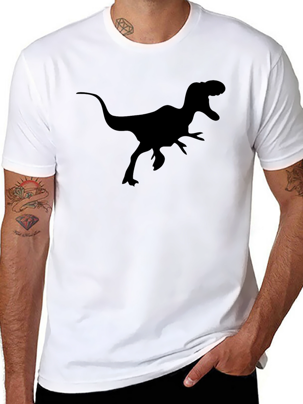 Dinosaur Graphic Tee - Black Cotton T-Shirt
