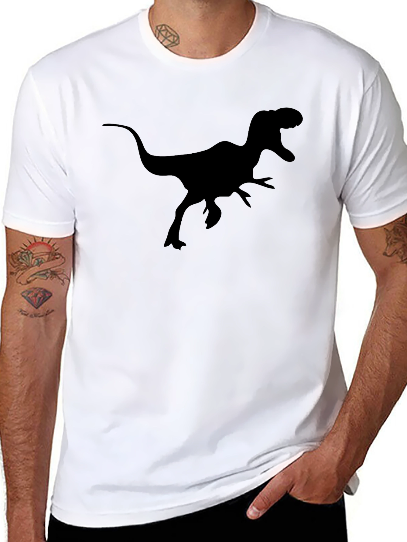 Dinosaur Graphic Tee - Black Cotton T-Shirt