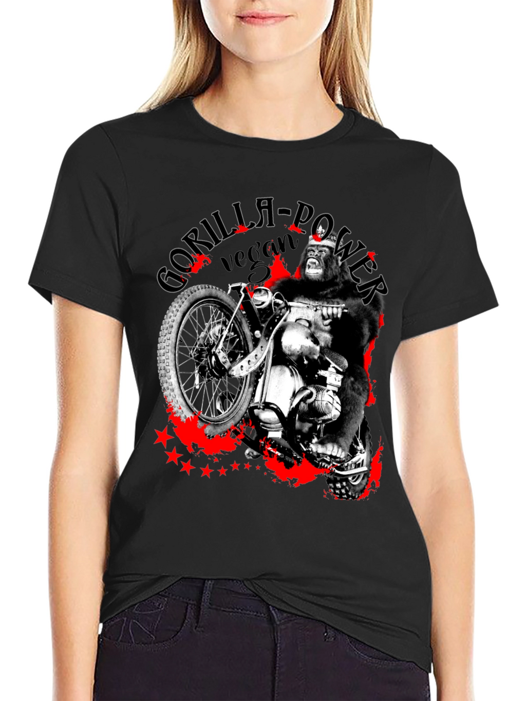 Gorilla Power Vegan Biker Graphic T-Shirt
