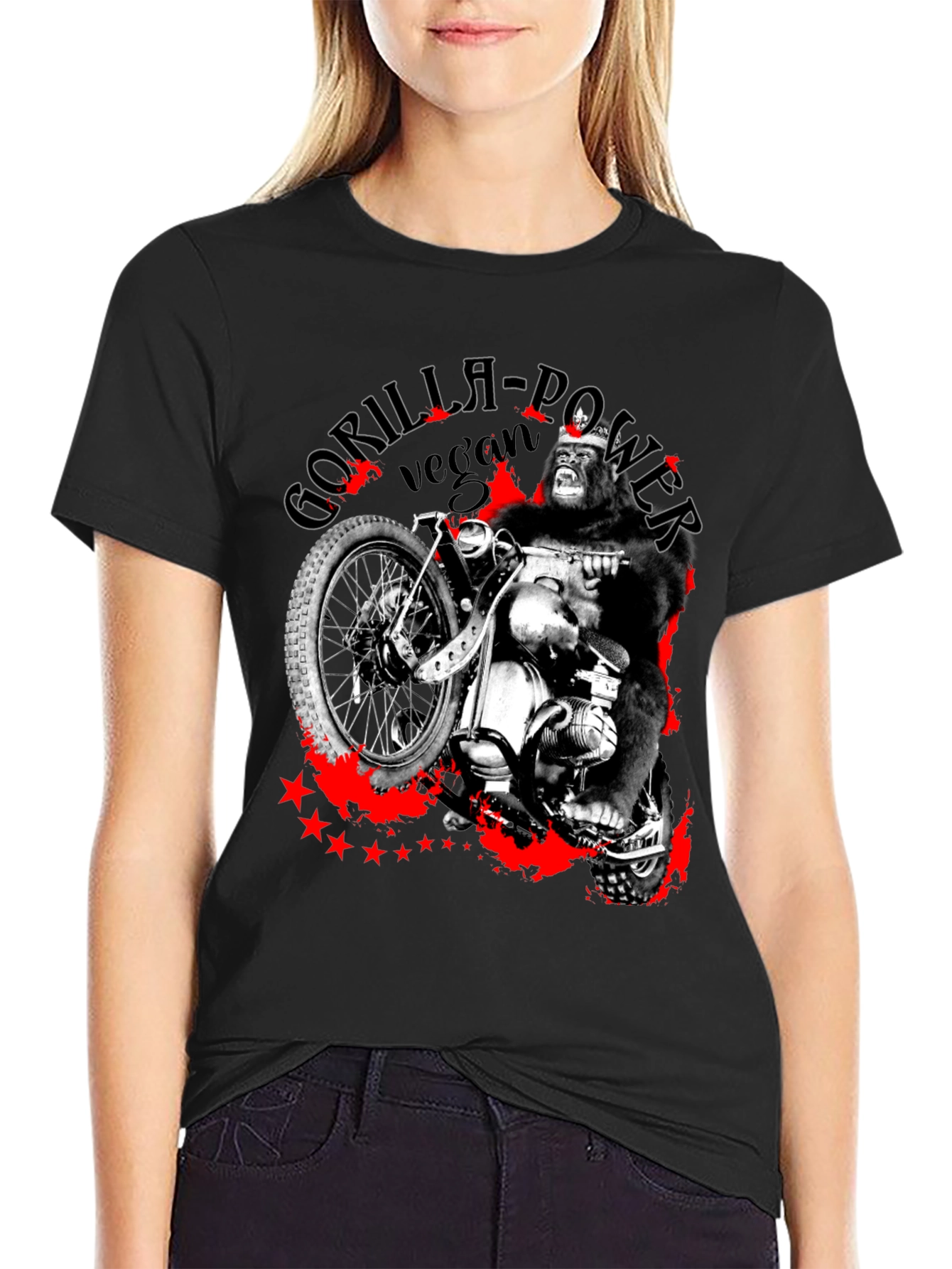 Gorilla Power Vegan Biker Graphic T-Shirt