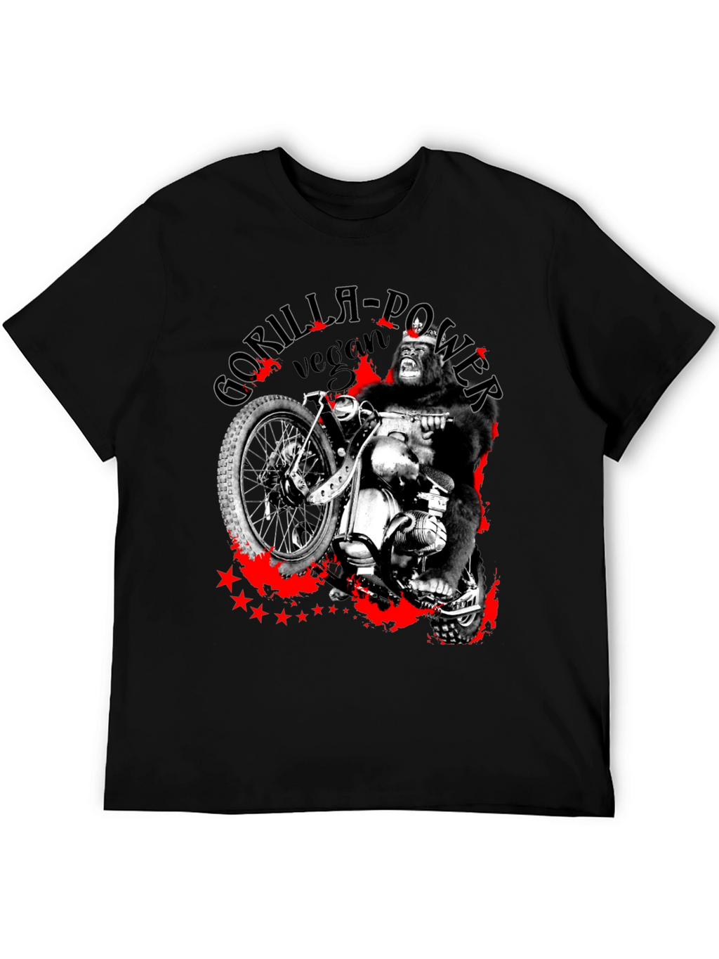 Gorilla Power Vegan Biker Graphic T-Shirt