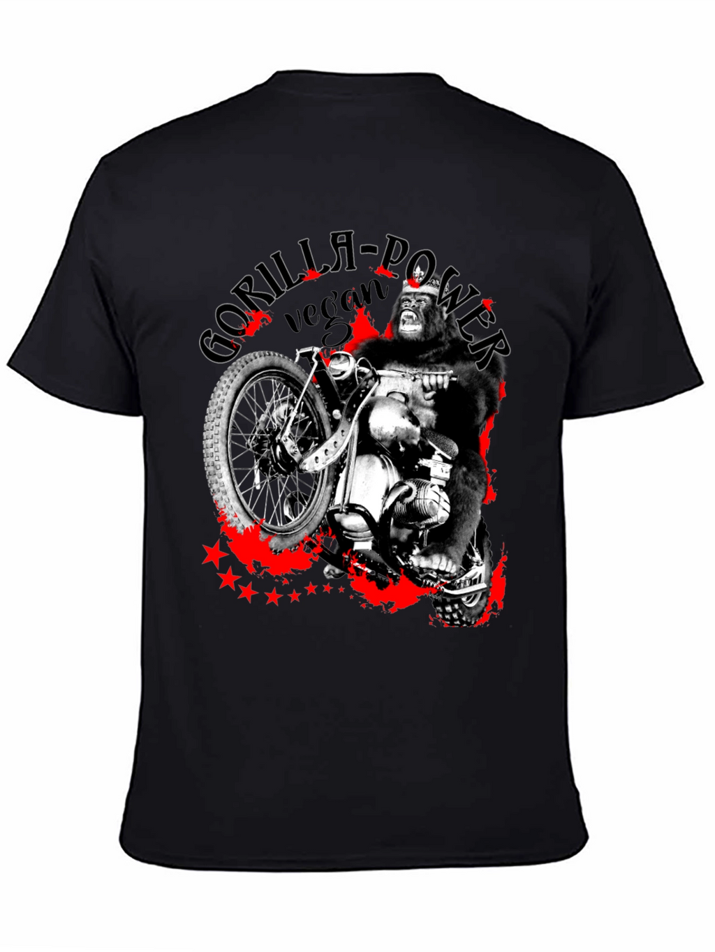 Gorilla Power Vegan Biker Graphic T-Shirt