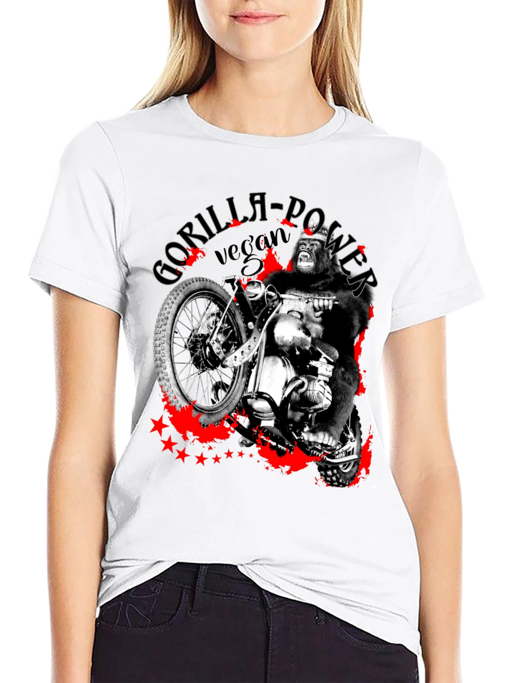 Gorilla Power Vegan Biker Graphic T-Shirt