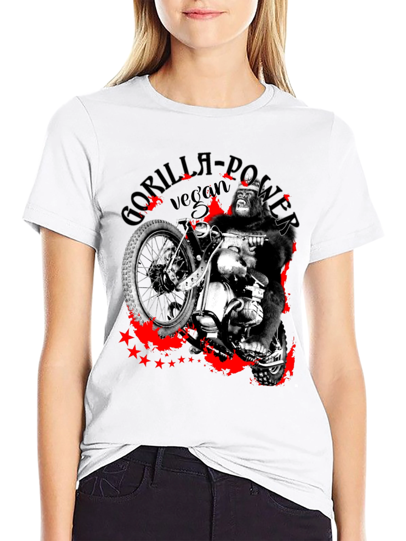 Gorilla Power Vegan Biker Graphic T-Shirt