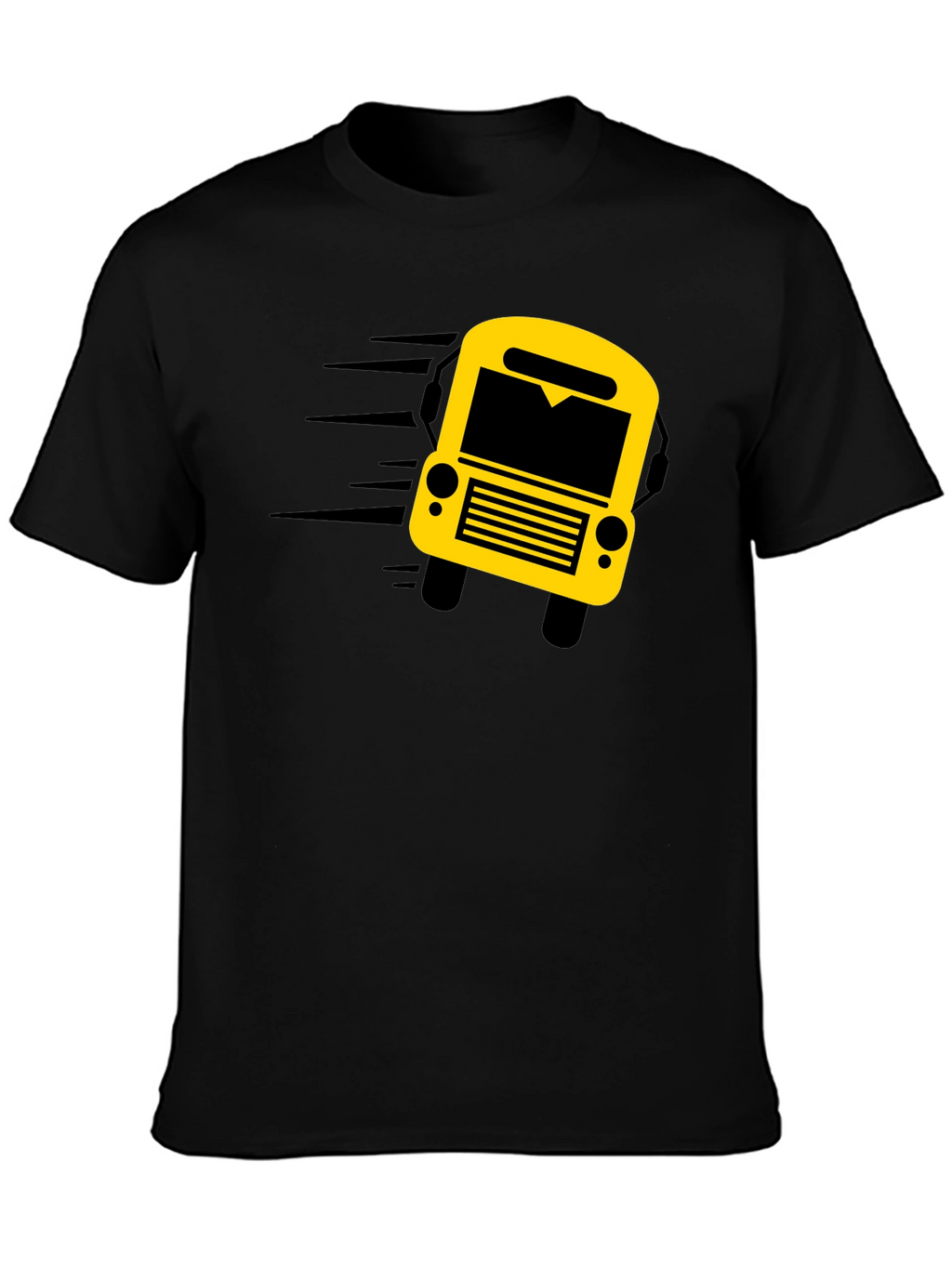 Black Graphic Tee: School Bus Design
