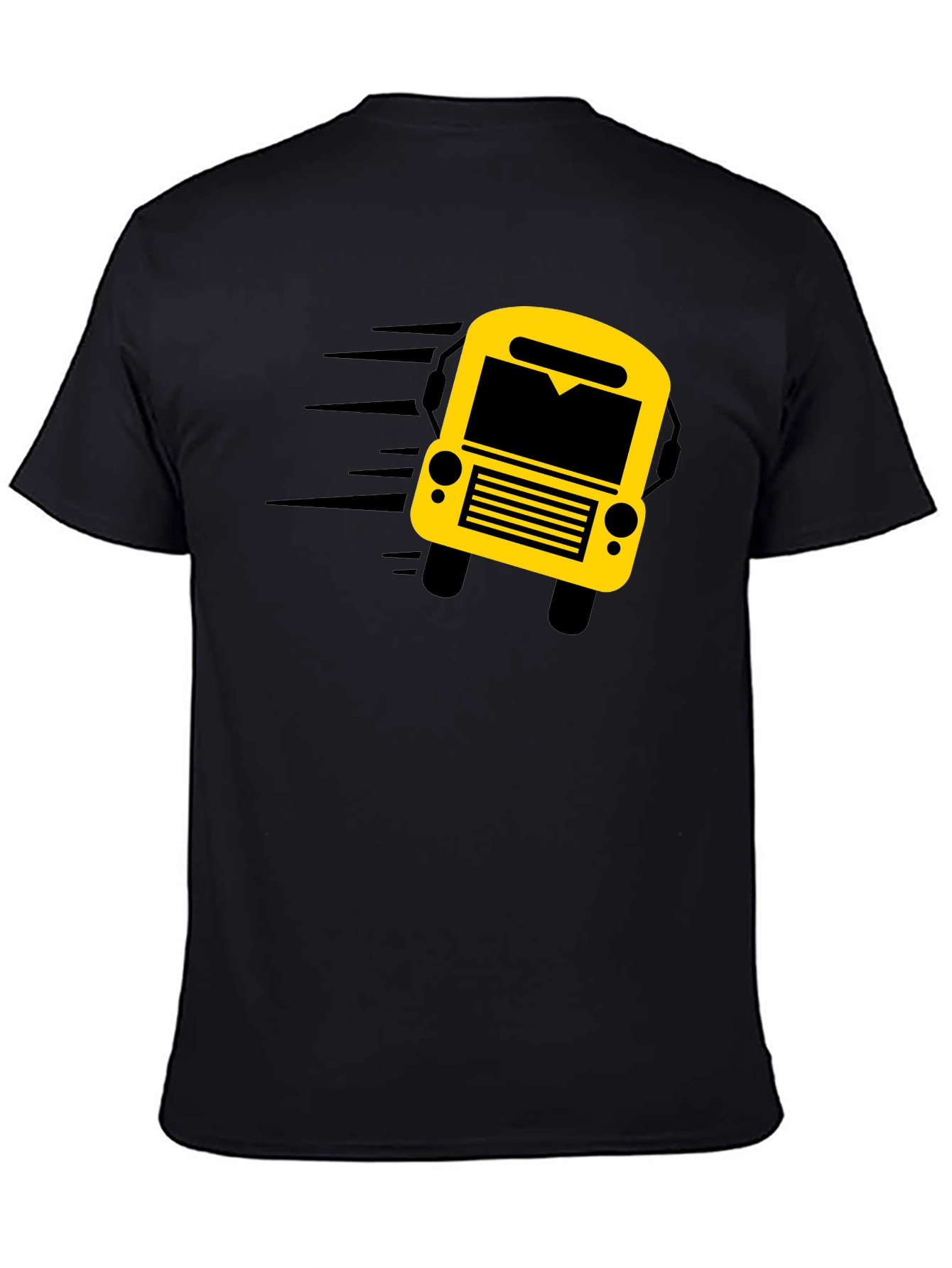Black Graphic Tee: School Bus Design