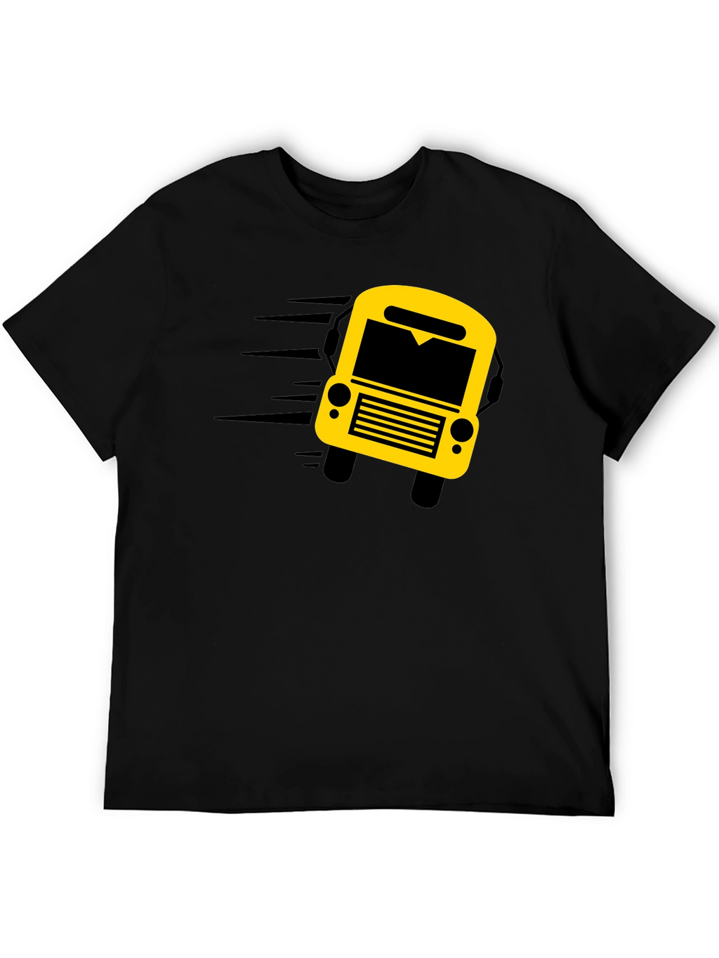 Black Graphic Tee: School Bus Design